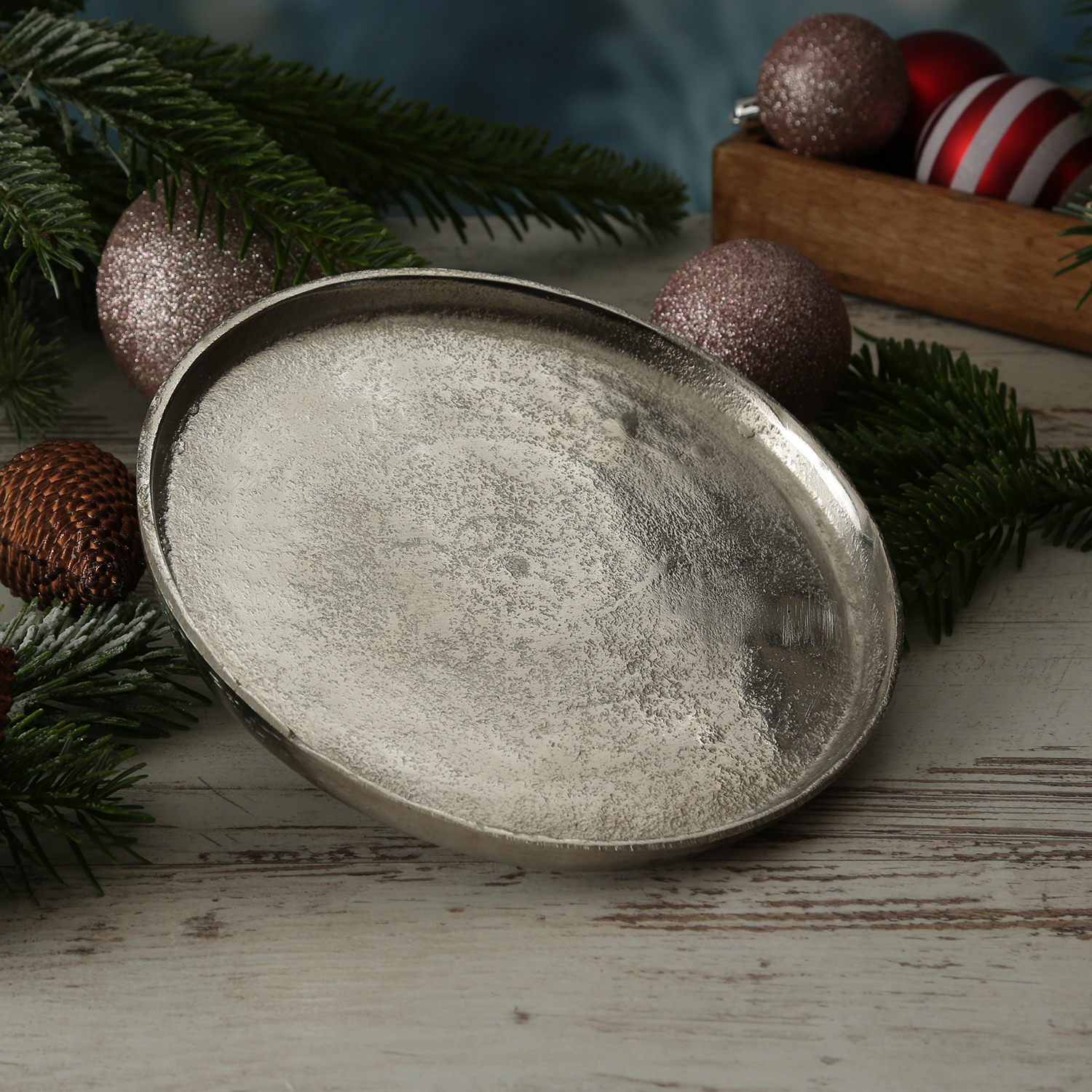 Dekoteller - Dekotablett - Kerzenteller - Aluminium - D: 20cm - rund