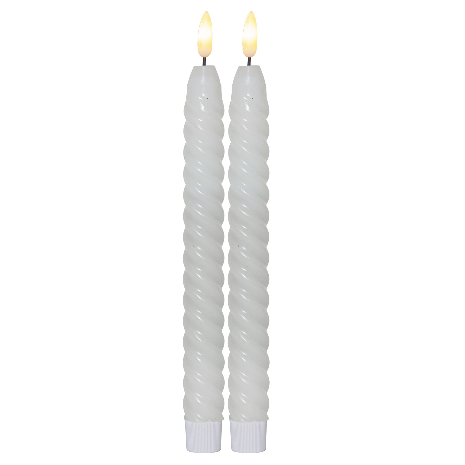 LED Stabkerzen SWIRL - Echtwachs - flackernde warmweiße LED - H: 25cm - Timer - weiß - 2er Set LED Stabkerzen SWIRL - Echtwachs - flackernde warmweiße LED - H: 25cm - Timer - weiß - 2er Set