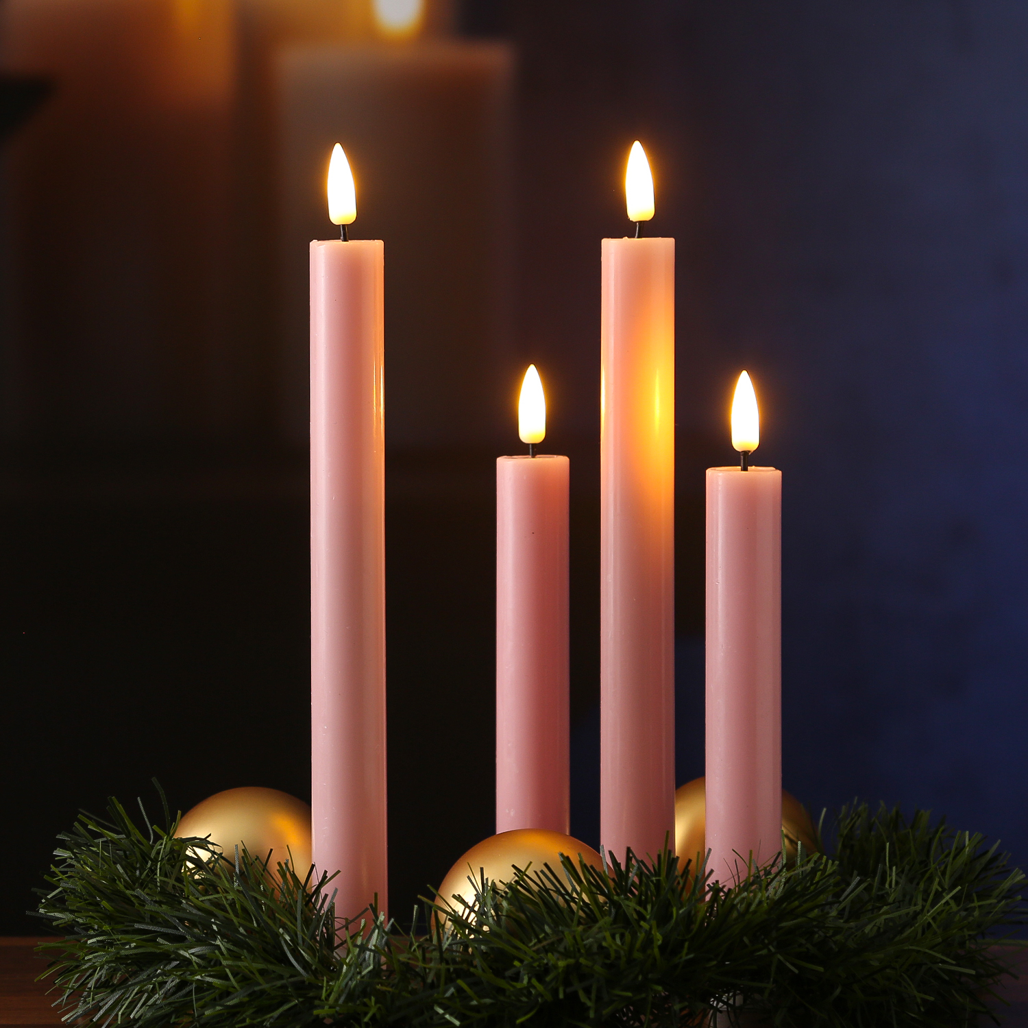 LED Stabkerzen MIA - Echtwachs - realistische 3D Flamme - H: 15cm - Batteriebetrieb - rosa - 2 Stk LED Stabkerzen MIA - Echtwachs - realistische 3D Flamme - H: 15cm - Batteriebetrieb - rosa - 2 Stk