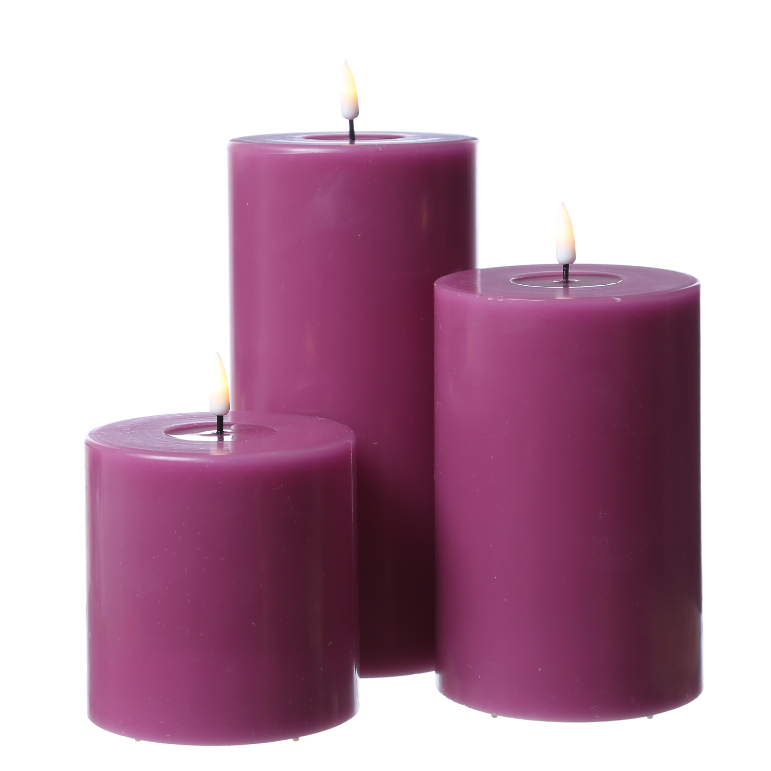LED Stumpenkerze MIA - Echtwachs - realistische 3D Flamme - H: 20cm - D: 10cm - malve