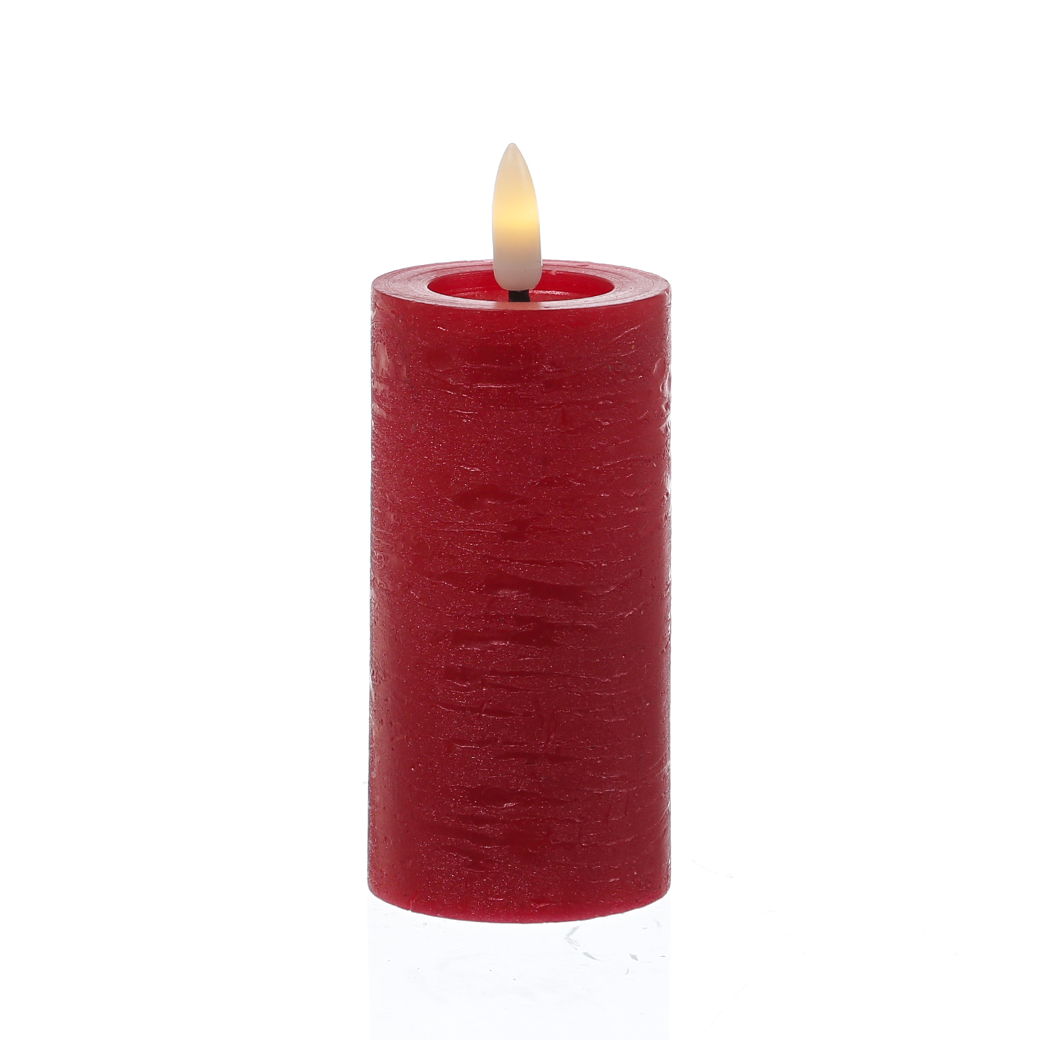 LED Kerze LINA - Rustik-Optik - Echtwachs - 3D Flamme - H: 12,5cm - D: 5cm - Timer - rot LED Kerze LINA - Rustik-Optik - Echtwachs - 3D Flamme - H: 12,5cm - D: 5cm - Timer - rot
