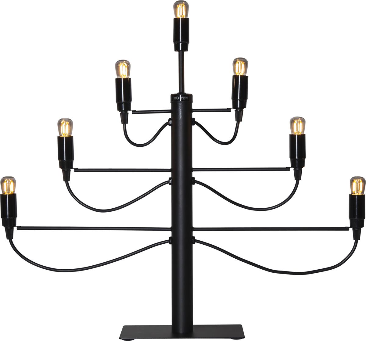 Kerzenleuchter/Tischleuchte "Milano" - 7-armig - E14 Fassung - H: 52,5cm, L: 60cm - schwarz Kerzenleuchter/Tischleuchte "Milano" - 7-armig - E14 Fassung - H: 52,5cm, L: 60cm - schwarz