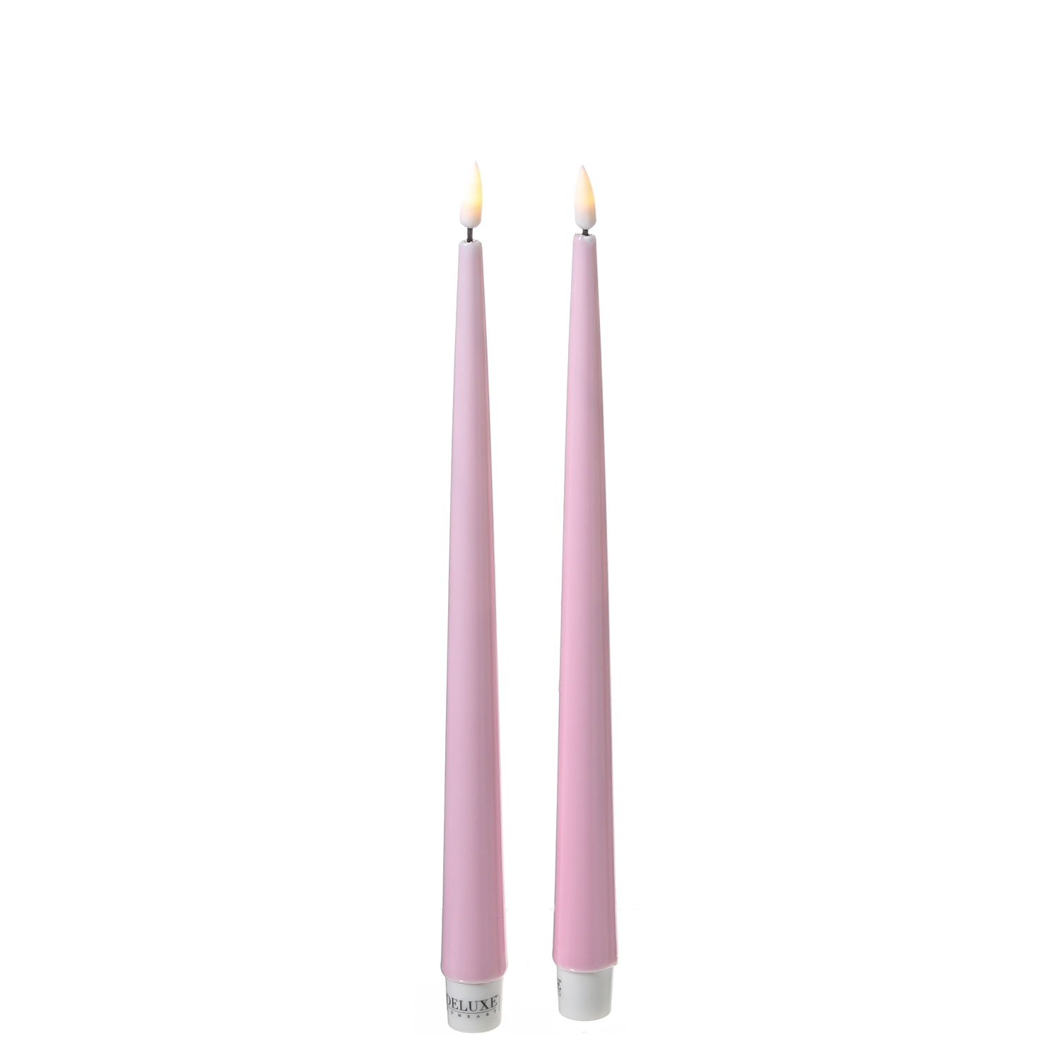 LED Stabkerzen ELLA - Echtwachs - realistische 3D Flamme - H: 28cm - rosa - 2 Stück