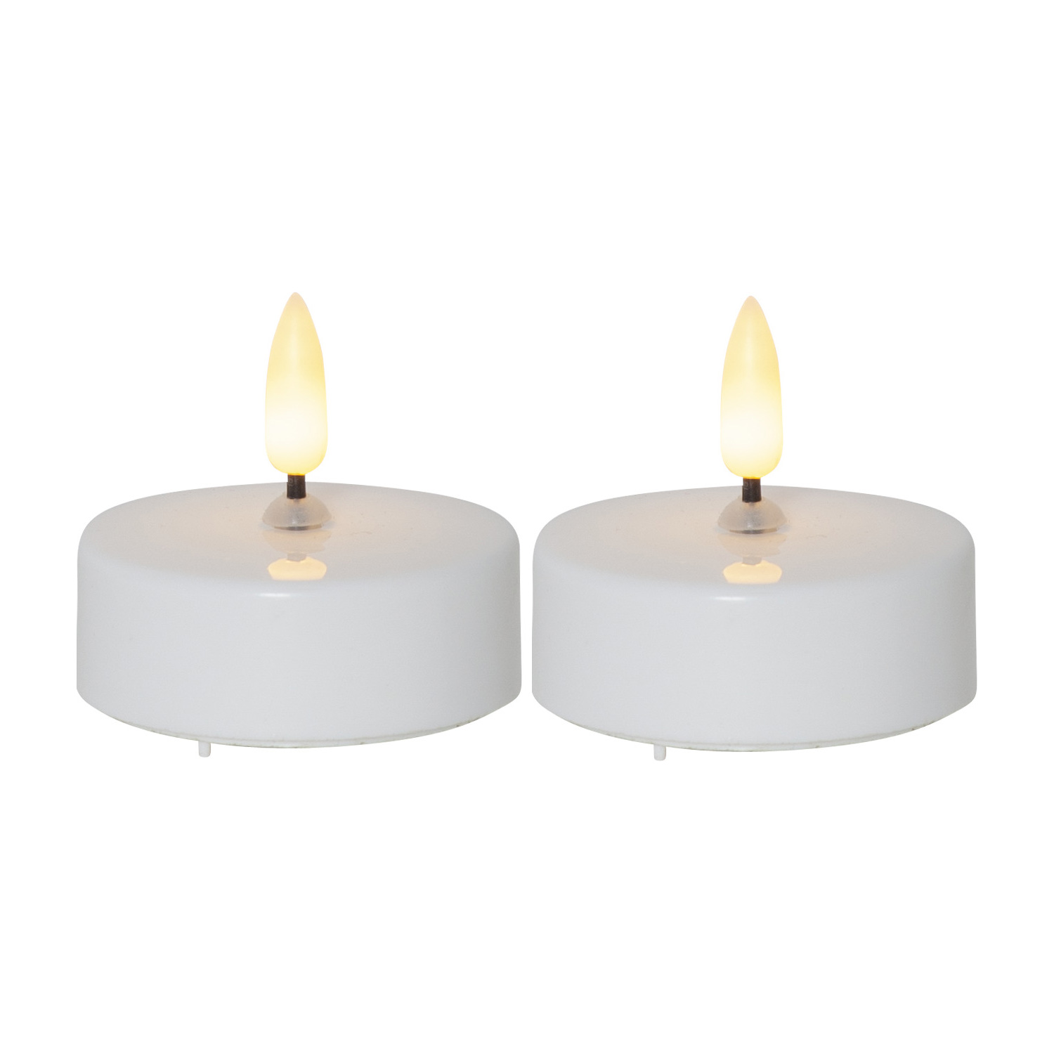 LED Teelicht "Flamme" - warmweiße Flamme - Batteriebetrieb - Timer - H: 5,5cm - weiß - 2er Set LED Teelicht "Flamme" - warmweiße Flamme - Batteriebetrieb - Timer - H: 5,5cm - weiß - 2er Set
