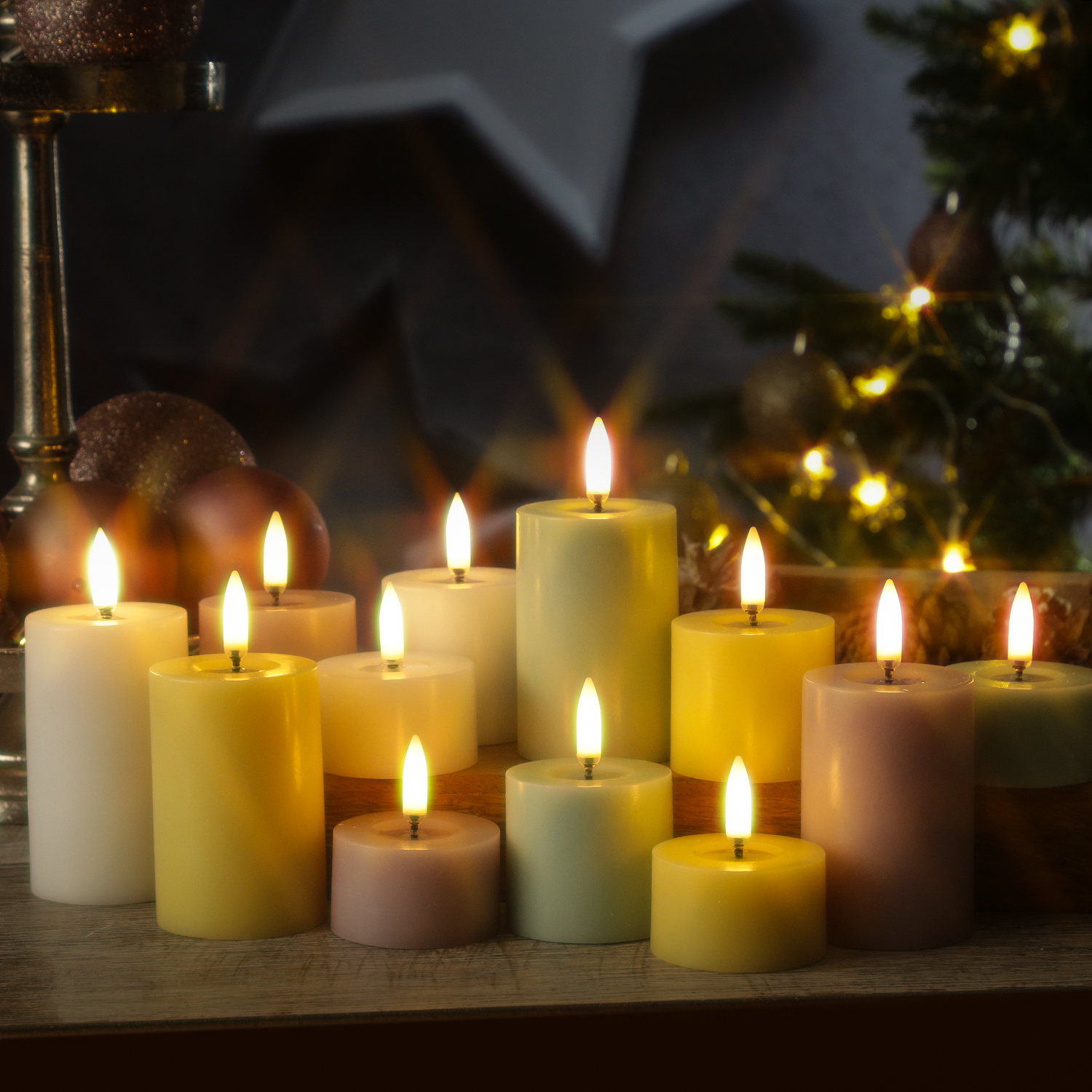 LED Mini Kerzenset THEA - Echtwachs - 3 Größen - D: 5cm - Timer - pastell flieder - 3er Set LED Mini Kerzenset THEA - Echtwachs - 3 Größen - D: 5cm - Timer - pastell flieder - 3er Set