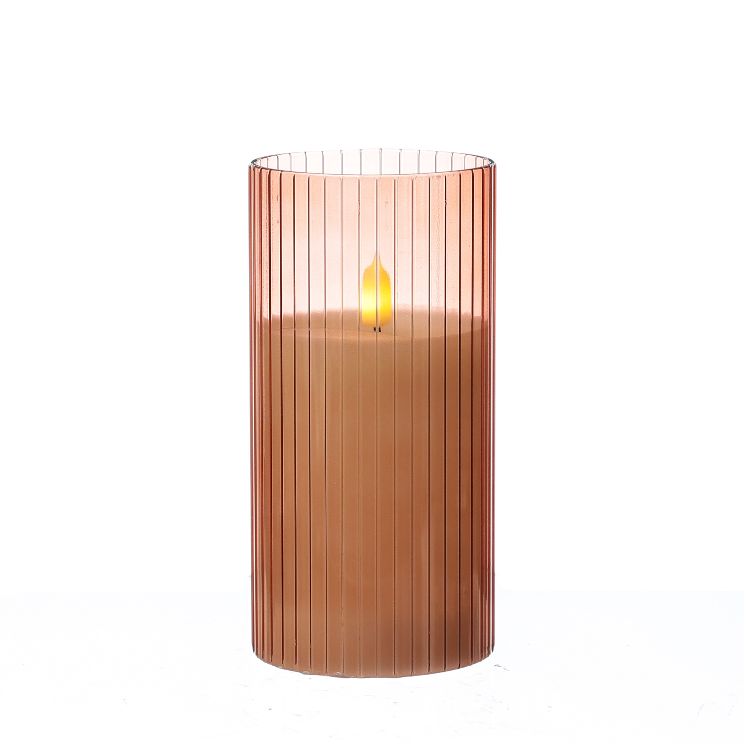 LED Kerze im Glas - Windlicht - Echtwachs - 3D Flamme - Timer - H: 15cm - D: 7,5cm - rosa LED Kerze im Glas - Windlicht - Echtwachs - 3D Flamme - Timer - H: 15cm - D: 7,5cm - rosa