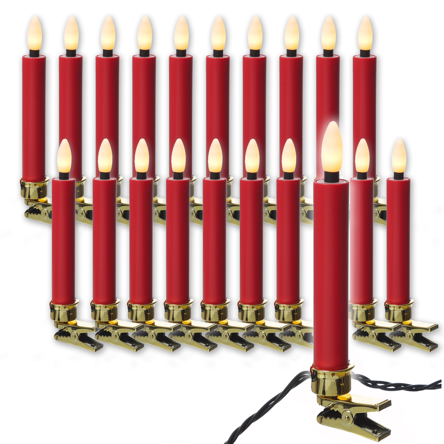 LED Kerzenlichterkette - 20 Christbaumkerzen - Weihnachtsbaumlichterkette - L: 9,5m - Innen/Außen