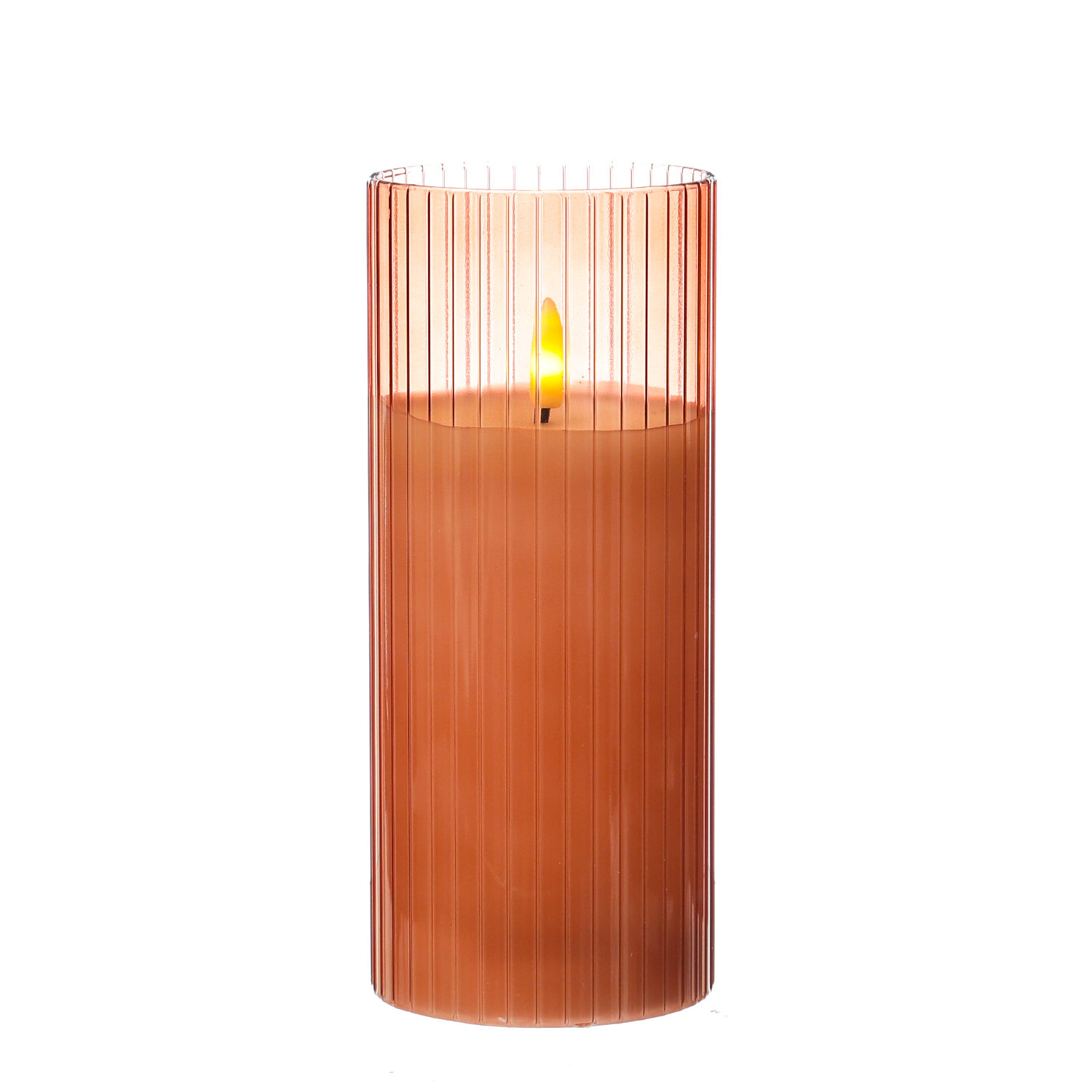 LED Kerze im Glas - Windlicht - Echtwachs - 3D Flamme - Timer - H: 17,5cm - D: 7,5cm - rosa LED Kerze im Glas - Windlicht - Echtwachs - 3D Flamme - Timer - H: 17,5cm - D: 7,5cm - rosa