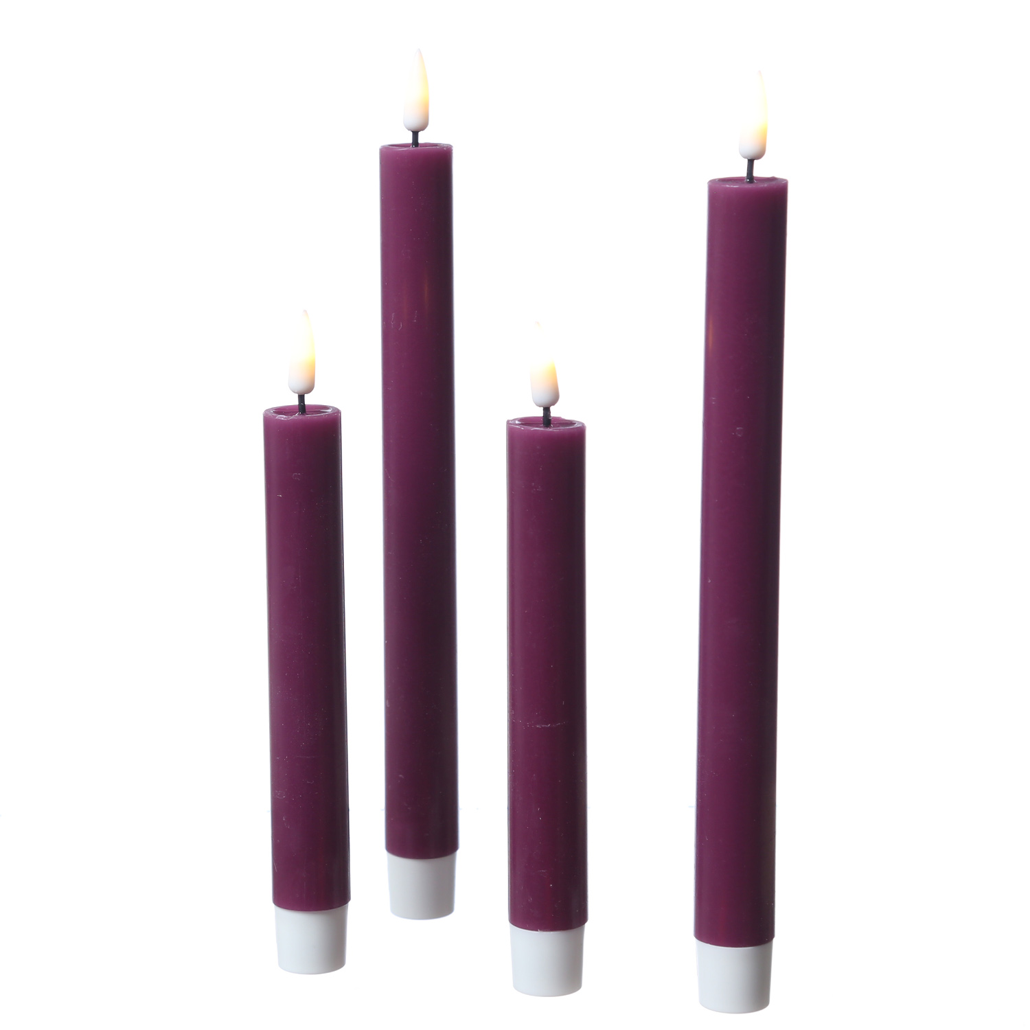 LED Stabkerzen MIA - Echtwachs - realistische 3D Flamme - H: 24cm - beere - 2 Stk