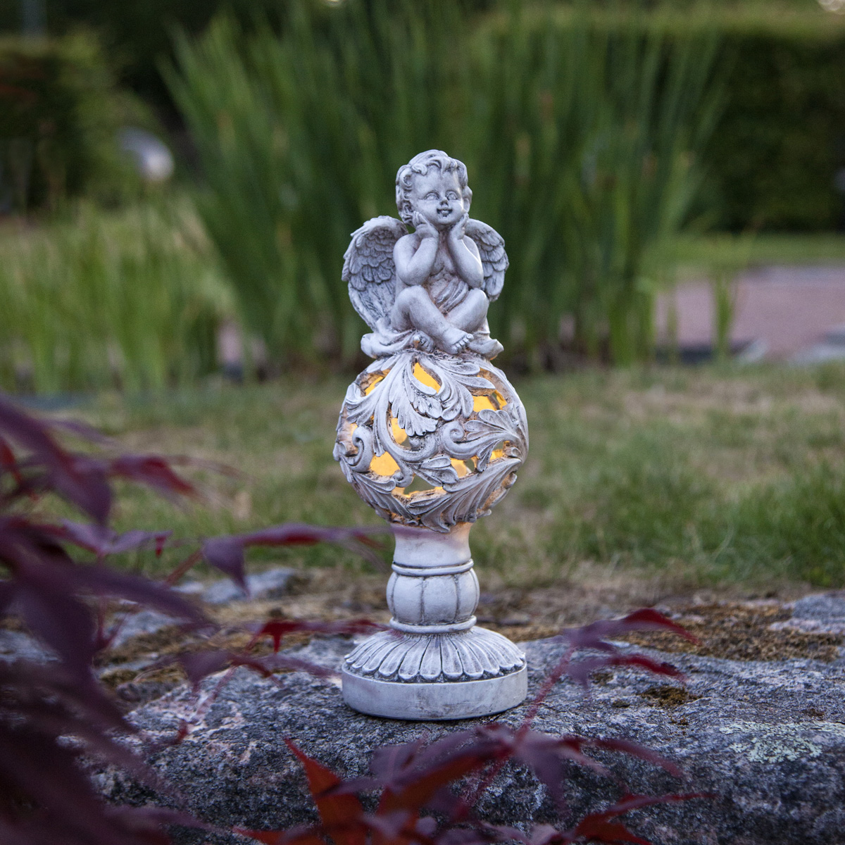 LED Solar Gartenfigur/Grabdeko "Engel" - 1 warmweiße LED - H: 27cm - 6 Stunden Leuchtdauer - Sensor LED Solar Gartenfigur/Grabdeko "Engel" - 1 warmweiße LED - H: 27cm - 6 Stunden Leuchtdauer - Sensor