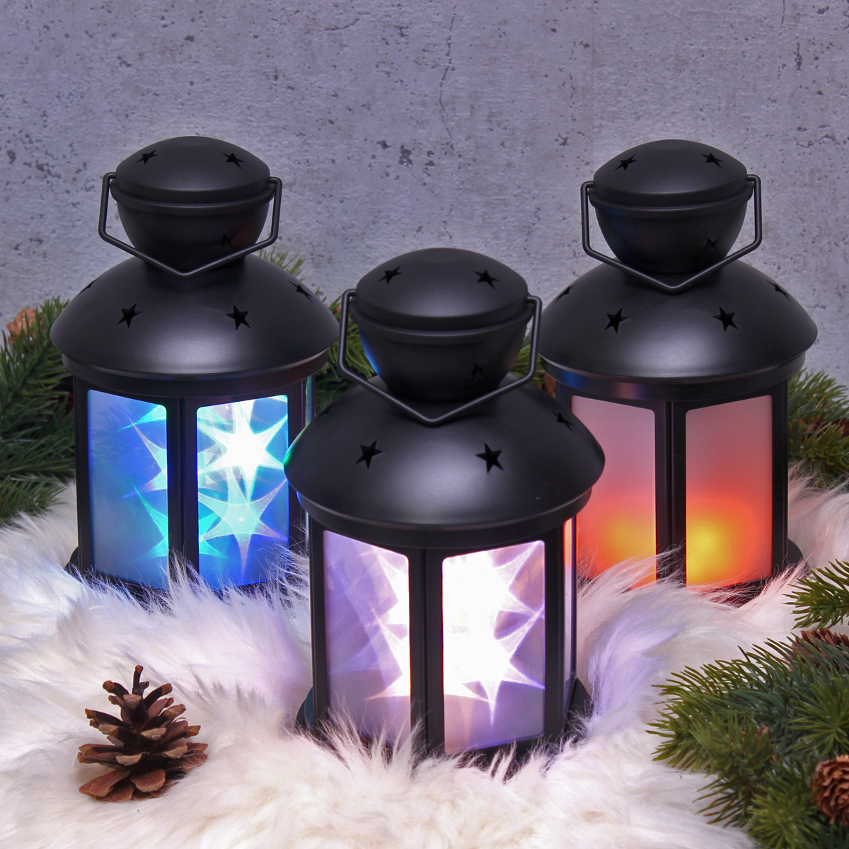 LED Laterne weiß - bewegter Flammeneffekt - H: 22cm - Batteriebetrieb - schwarz LED Laterne weiß - bewegter Flammeneffekt - H: 22cm - Batteriebetrieb - schwarz