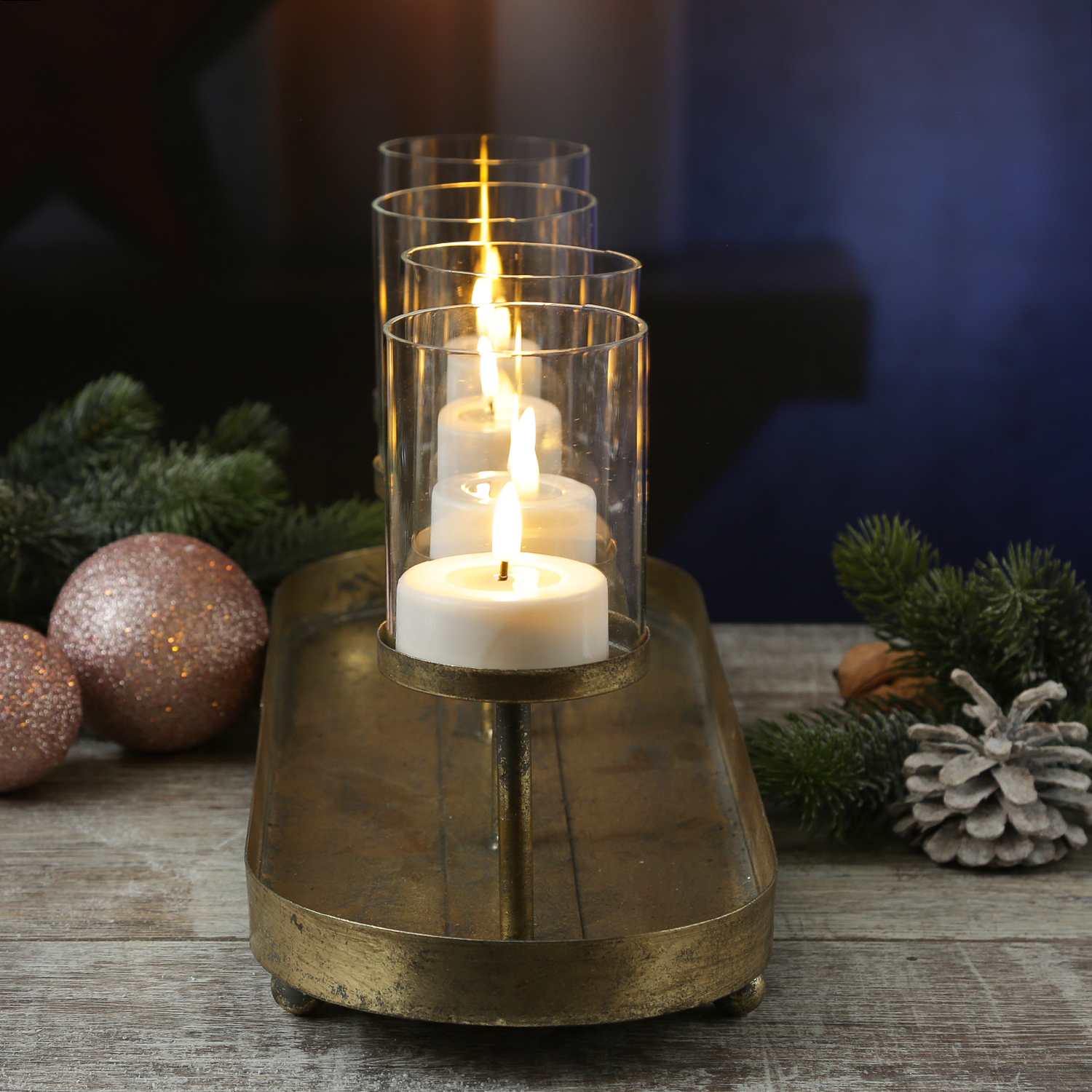 Kerzenhalter Advent - Kerzenständer - Teelichthalter - Eisen - L: 48cm - 4 Kerzenhalterungen - gold Kerzenhalter Advent - Kerzenständer - Teelichthalter - Eisen - L: 48cm - 4 Kerzenhalterungen - gold