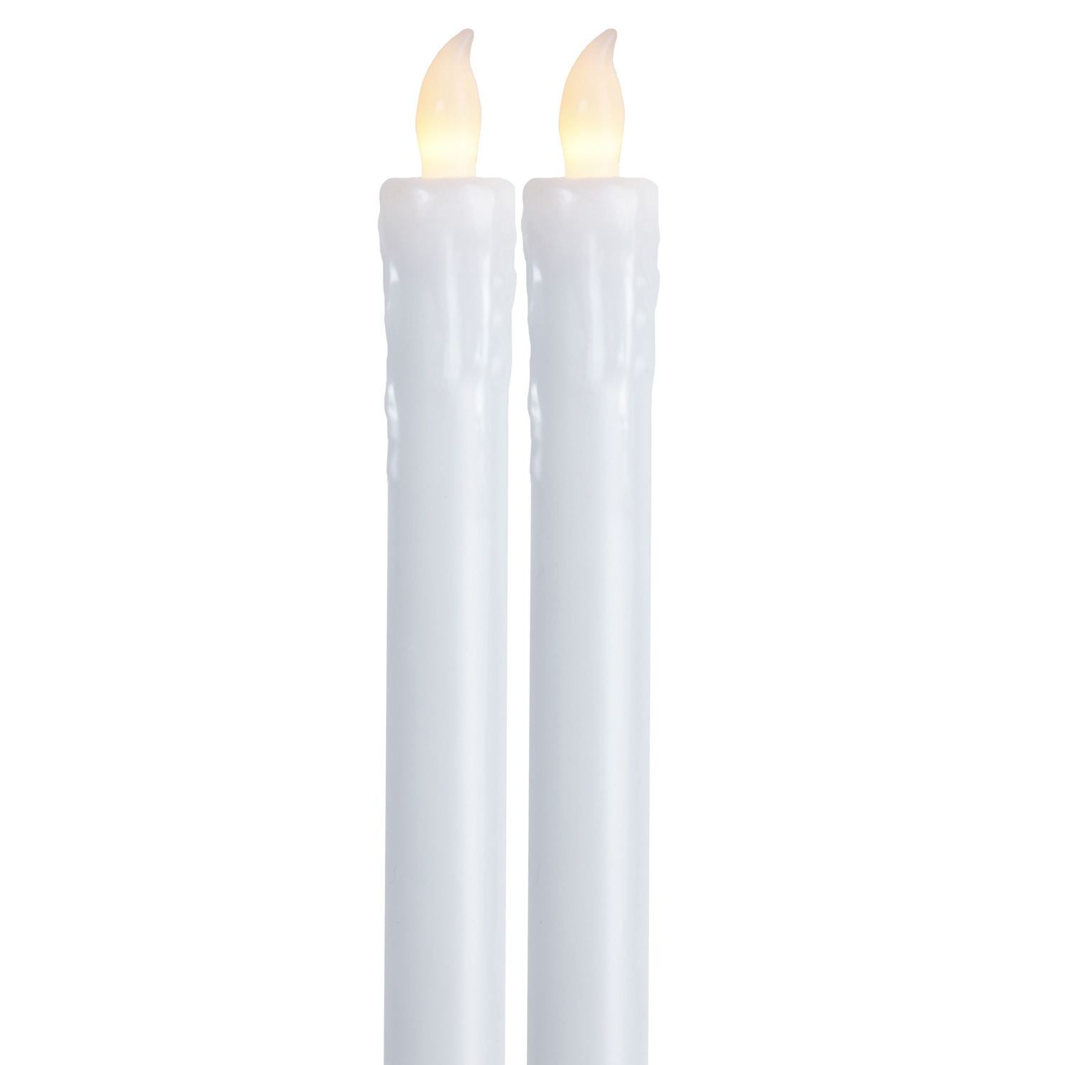 LED Stabkerze Presse -  Echtwachs - flackernde warmweiße LED - H: 25cm - weiß - 2er Set LED Stabkerze Presse -  Echtwachs - flackernde warmweiße LED - H: 25cm - weiß - 2er Set