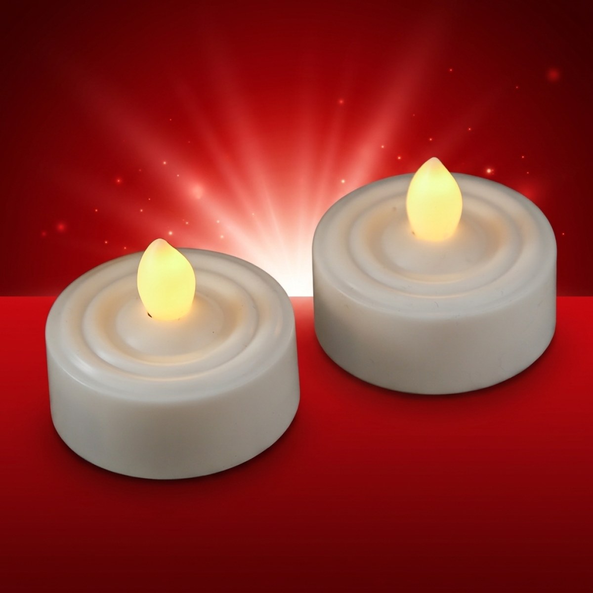 LED Teelichter - warmweiß flackernde Flamme - inkl. Batterien - Timer - D: 3,6cm - weiß - 2er Set