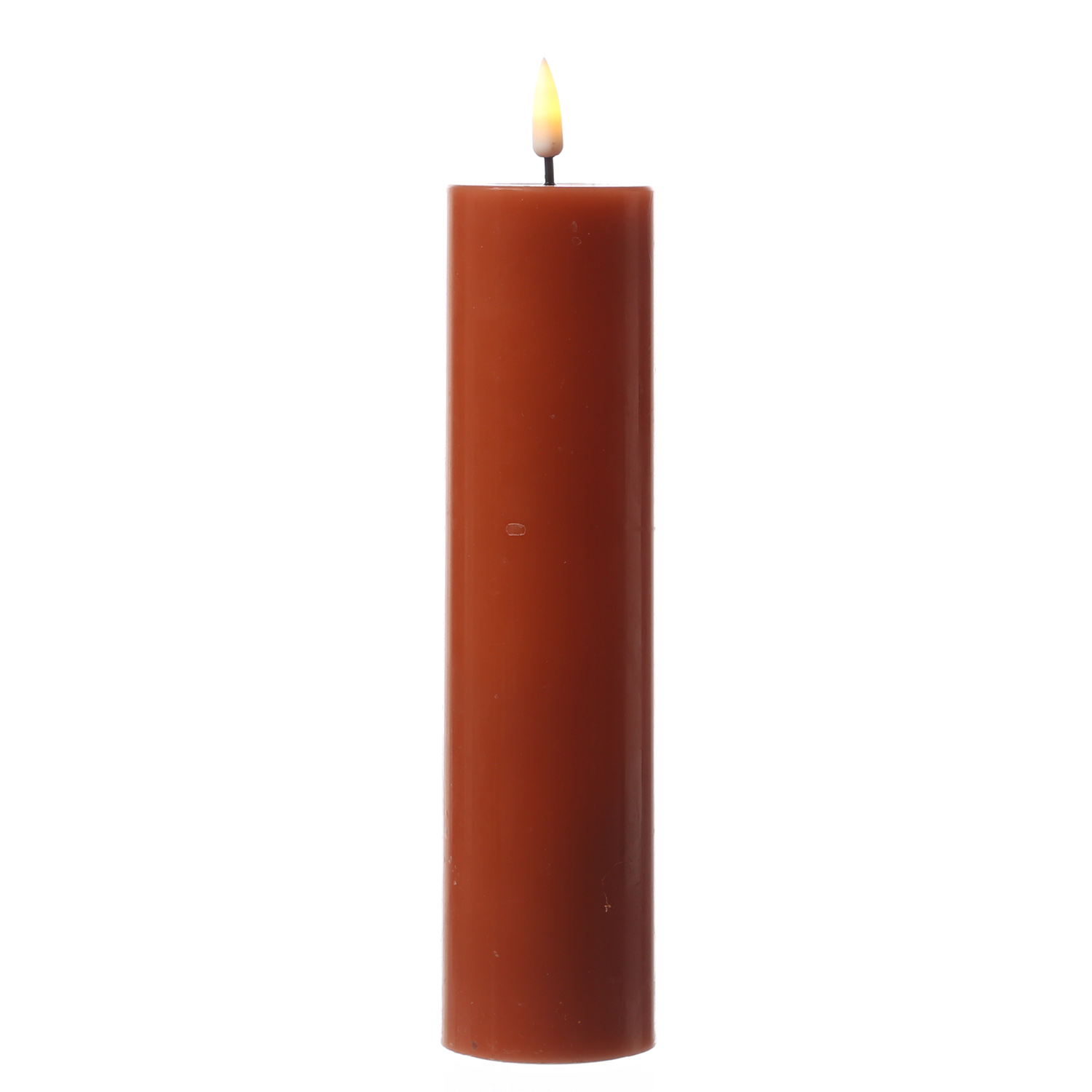 LED Stumpenkerze MIA - Echtwachs - realistische 3D Flamme - H: 20cm - D: 5cm - orange