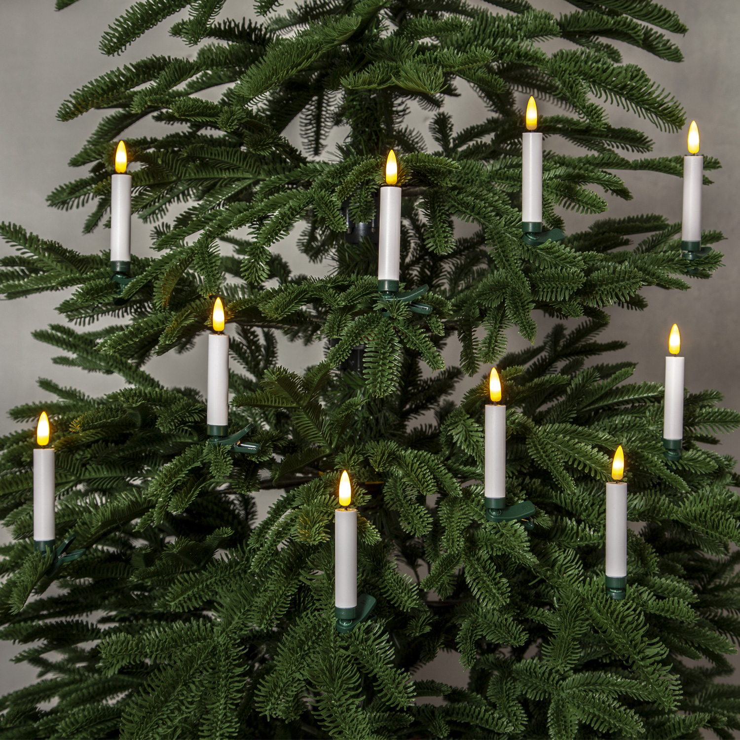 LED Baumkerzen mit Clip - 10 warmweiße LED - kabellos - Fernbedienung - Timer - für Außen