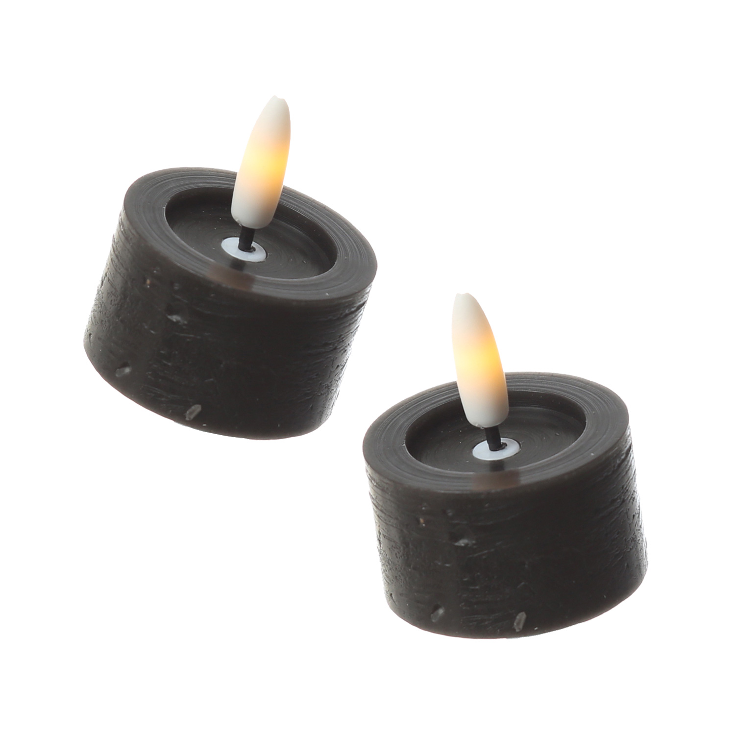 LED Teelichter LINA - Rustik-Optik - Echtwachs - Timer - mit Batterien - D: 4,5cm H: 5cm - 2St.