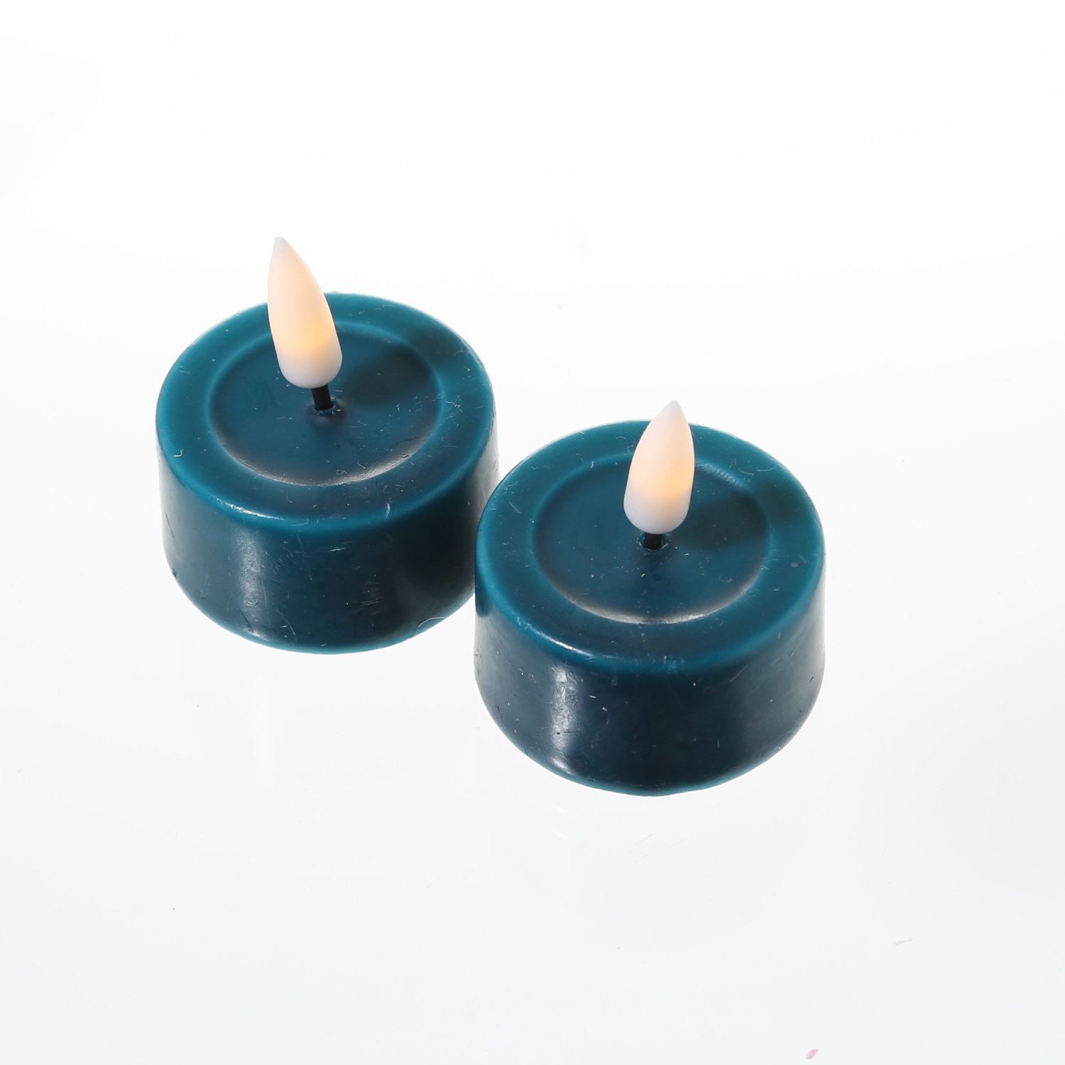 LED Teelichter MIA - Kunststoff - realistische 3D Flamme - D: 4,1cm - petrol - 2 Stk. LED Teelichter MIA - Kunststoff - realistische 3D Flamme - D: 4,1cm - petrol - 2 Stk.