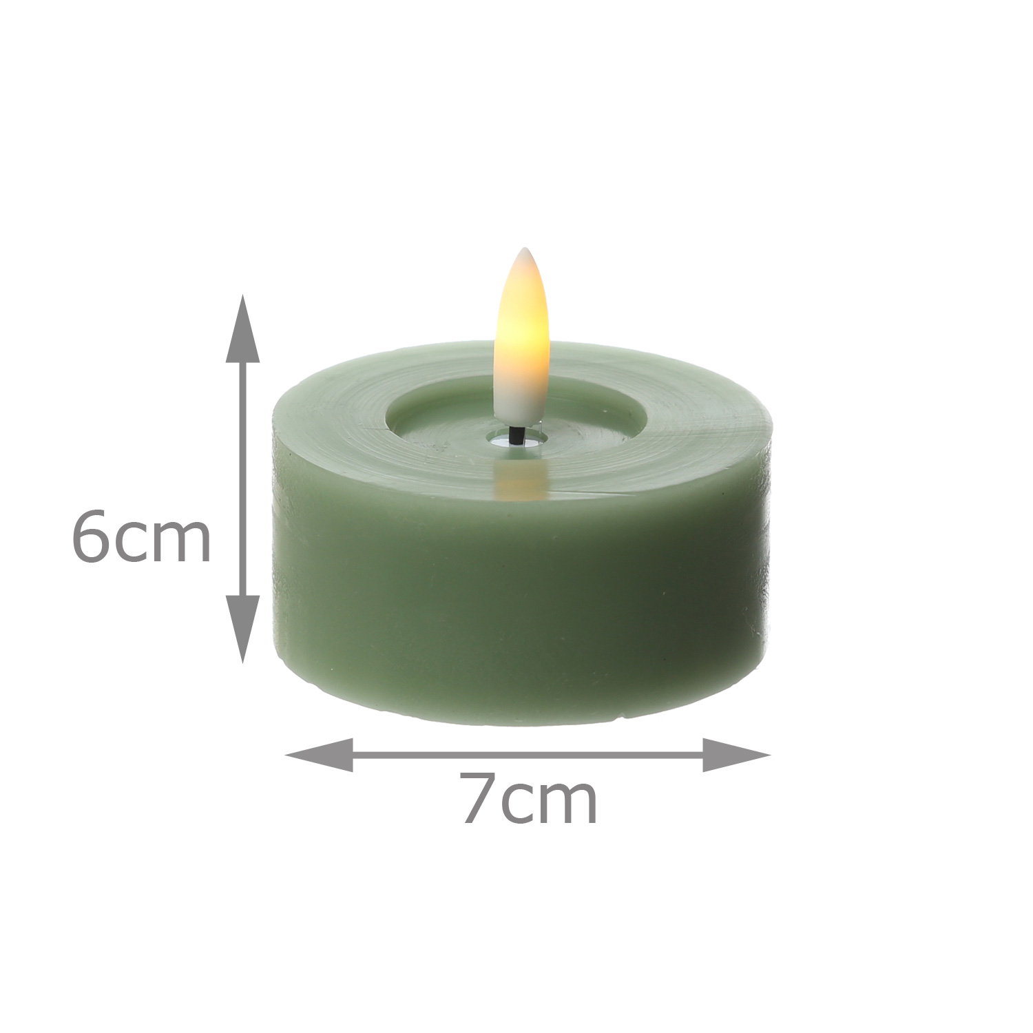 LED Maxi Teelichter LINA - Rustik-Optik - Echtwachs - Timer - D: 7cm - H: 6cm - grün - 2 Stück