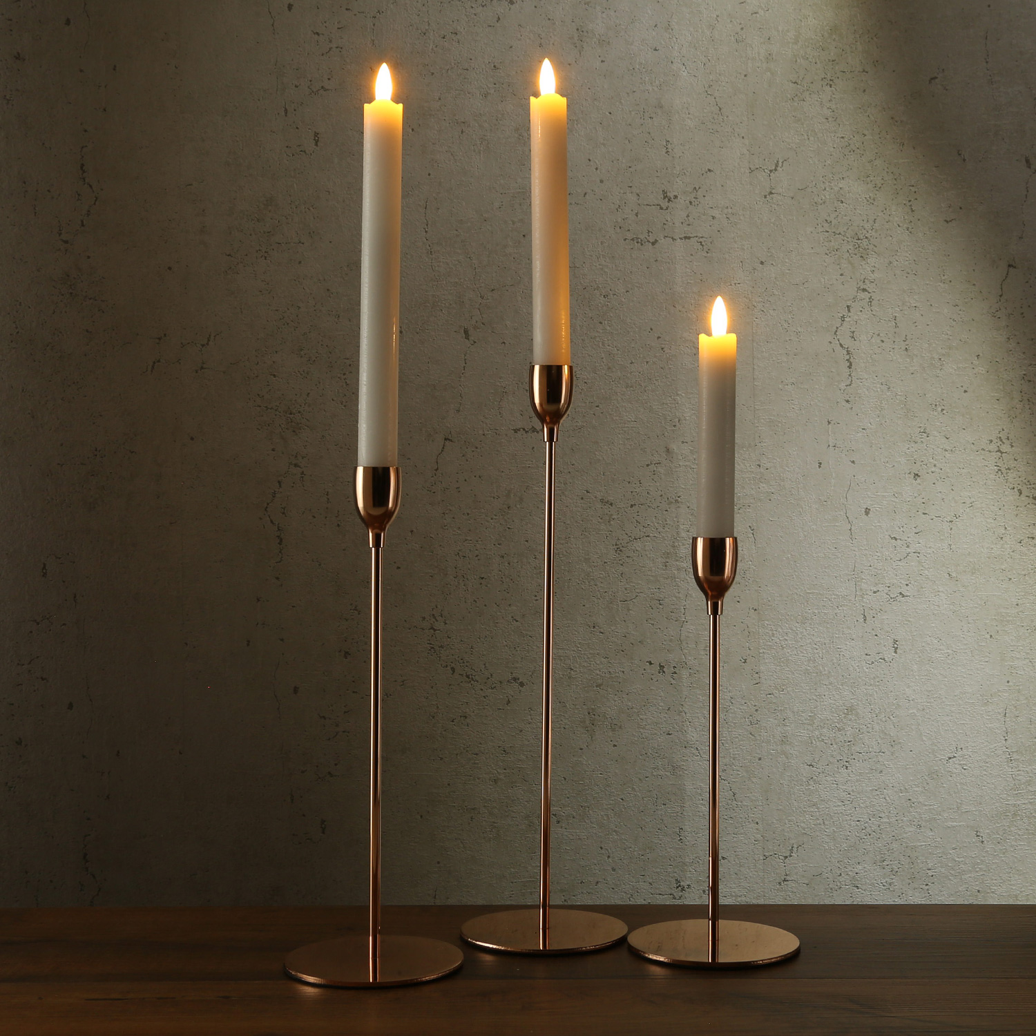Stabkerzenhalter - Metall - unterschiedliche Größen - roségold - 3er Set Stabkerzenhalter - Metall - unterschiedliche Größen - roségold - 3er Set