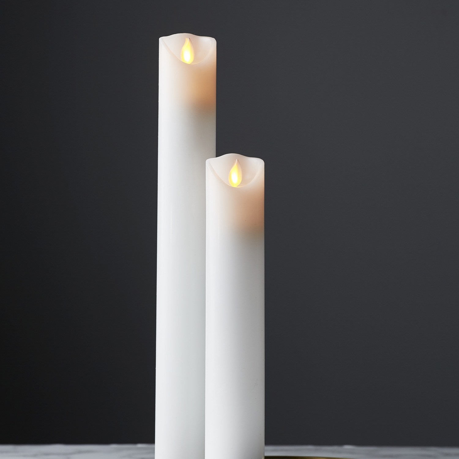 LED Stumpenkerze - Taufkerze - Echtwachs - mechanische Flamme - H: 40cm, D: 5cm - Timer - weiß