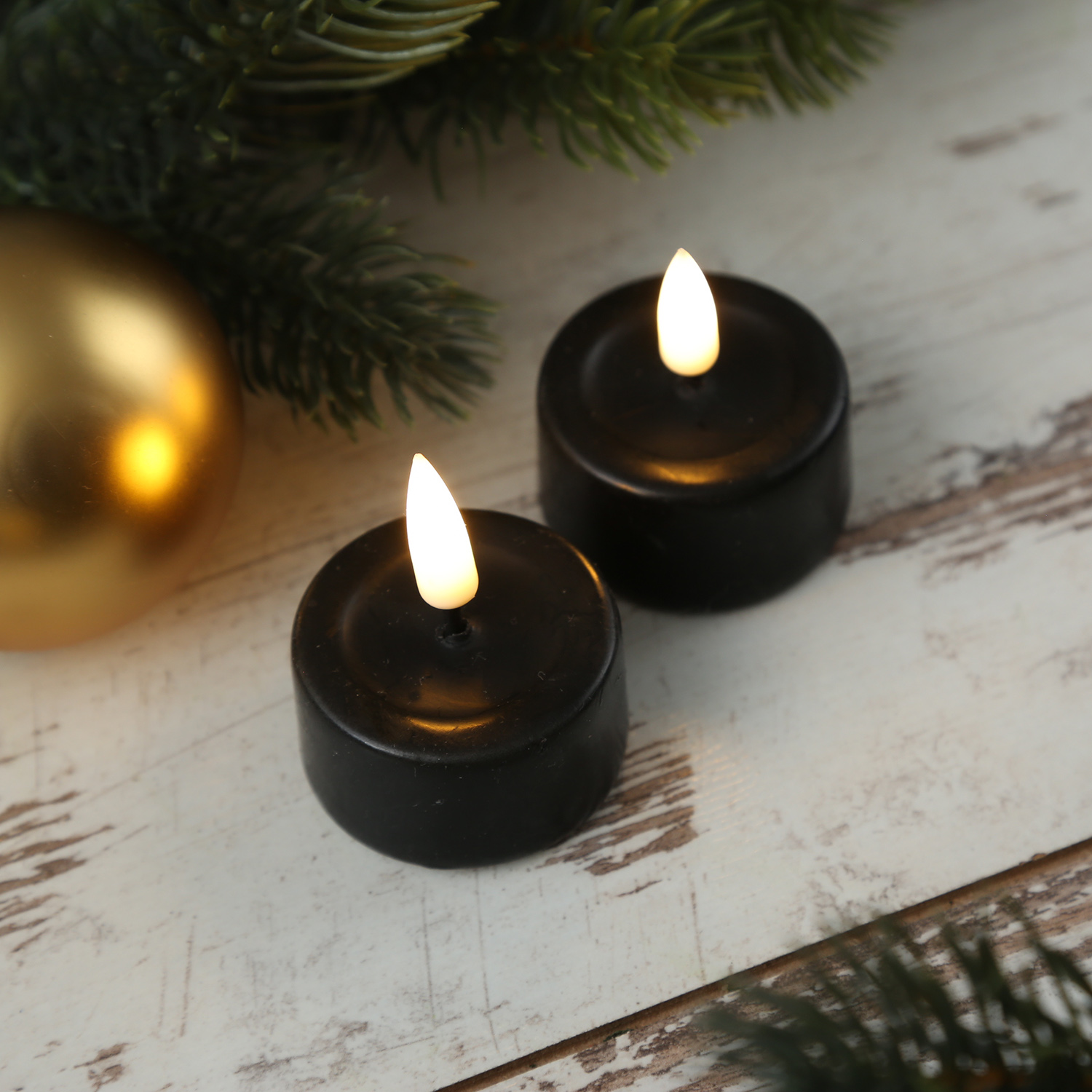 LED Teelichter MIA - realistische 3D Flamme - D: 4,1cm - inkl. Batterien - schwarz - 2 Stück LED Teelichter MIA - realistische 3D Flamme - D: 4,1cm - inkl. Batterien - schwarz - 2 Stück