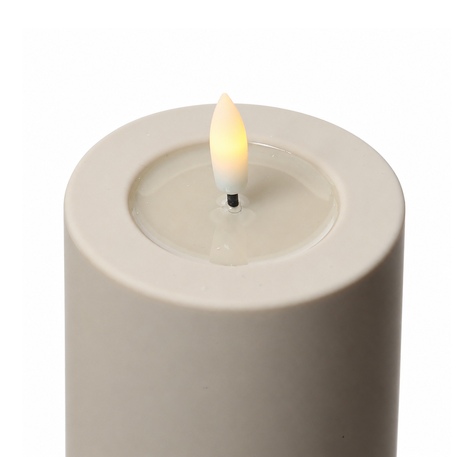 LED Kerze outdoor - Kunststoff - H: 12,5cm - D: 7,5cm - bis 1000h - Timer - für Innen/Außen - sand