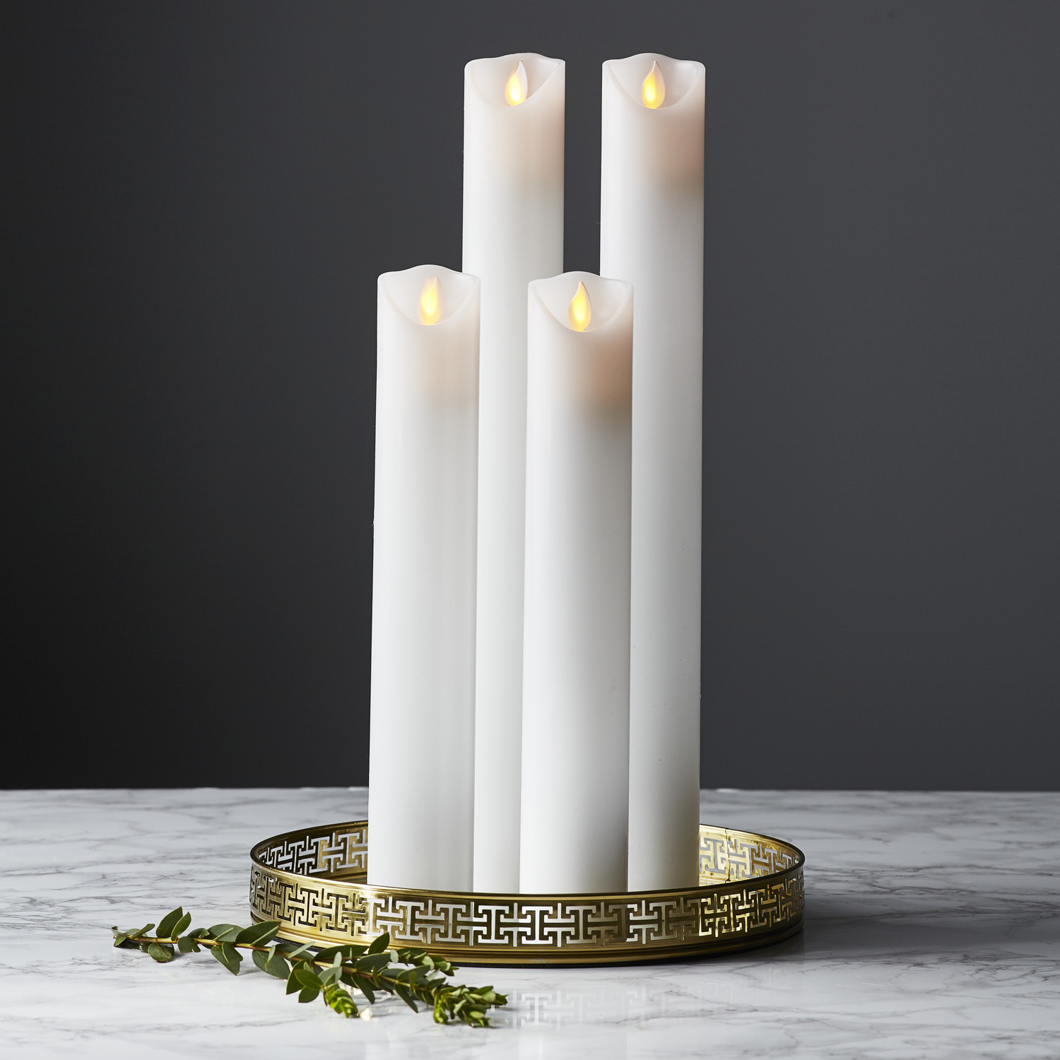 LED Stumpenkerze - Taufkerze - Echtwachs - mechanische Flamme - H: 40cm, D: 5cm - Timer - weiß