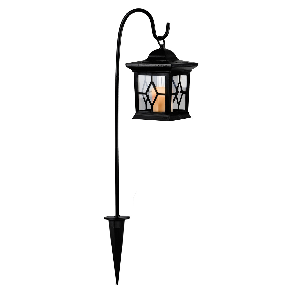 LED Solar Laterne mit Kerze - 3in1 - flackernde LED - Lichtsensor - H: 50cm - schwarz. LED Solar Laterne mit Kerze - 3in1 - flackernde LED - Lichtsensor - H: 50cm - schwarz.