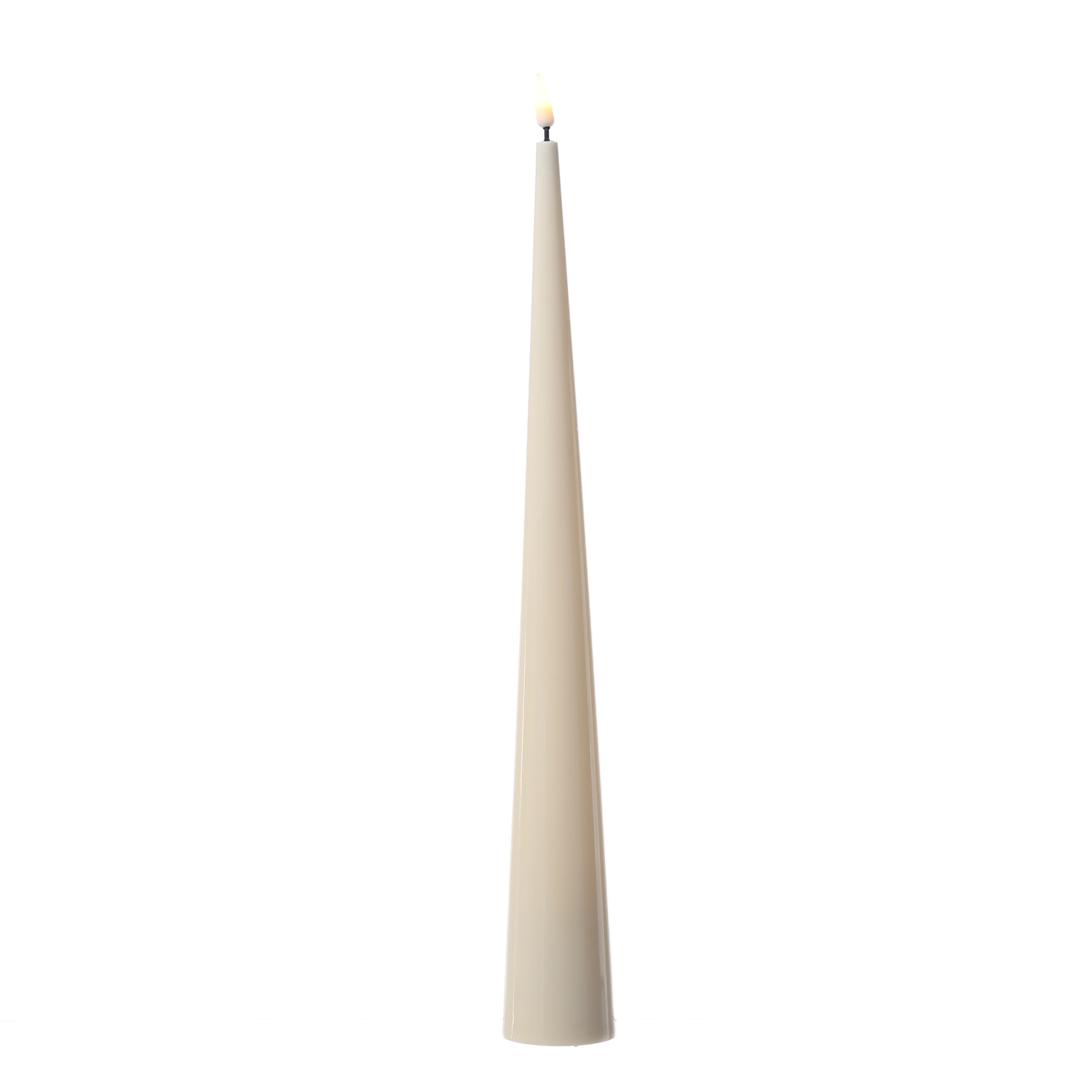 LED Kegelkerze LEA - Echtwachs - realistische 3D Flamme - H: 38cm - Batteriebetrieb - creme