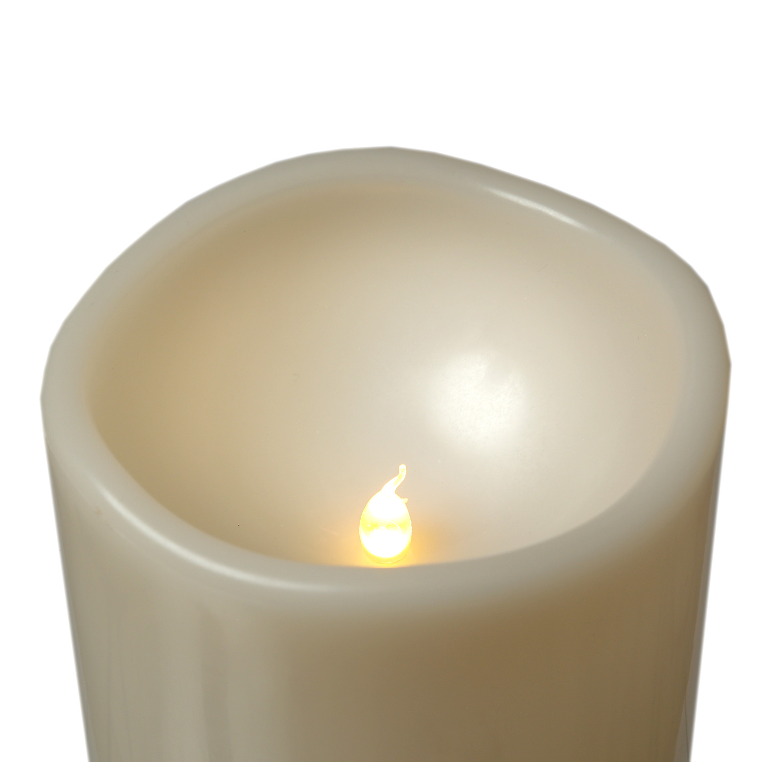 XXL LED Stumpenkerze - Kunststoff - 3D Flamme - H: 30cm - D: 12,5cm - Timer - für Außen - creme