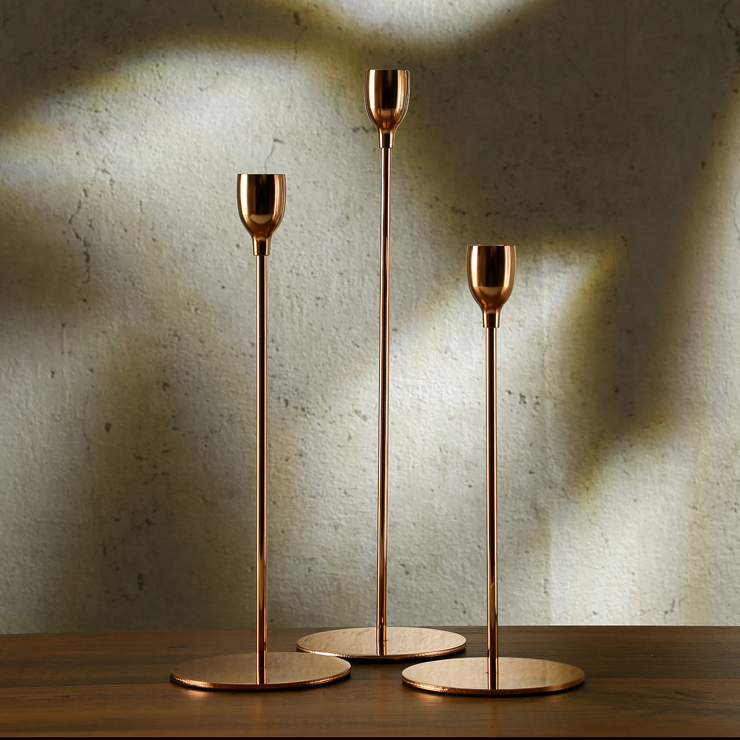 Stabkerzenhalter - Metall - unterschiedliche Größen - roségold - 3er Set Stabkerzenhalter - Metall - unterschiedliche Größen - roségold - 3er Set
