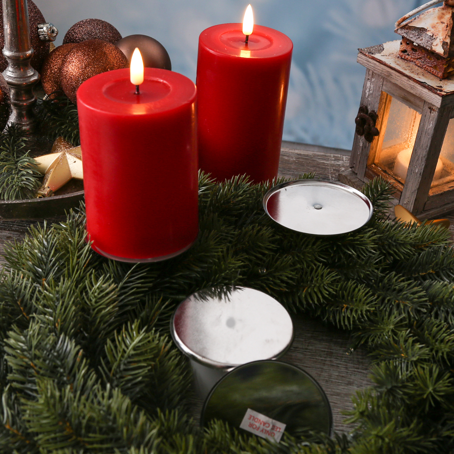 Adventskranzstecker ohne Dorn - Adventskerzenhalter - Metall - H: 4,5cm - D: 8cm - silber - 4er Set Adventskranzstecker ohne Dorn - Adventskerzenhalter - Metall - H: 4,5cm - D: 8cm - silber - 4er Set
