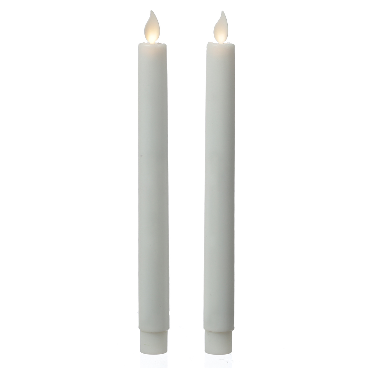 LED Stabkerzen - Kunststoff - bewegliche Flamme - Timer - H: 24cm - weiß - 2er Set LED Stabkerzen - Kunststoff - bewegliche Flamme - Timer - H: 24cm - weiß - 2er Set