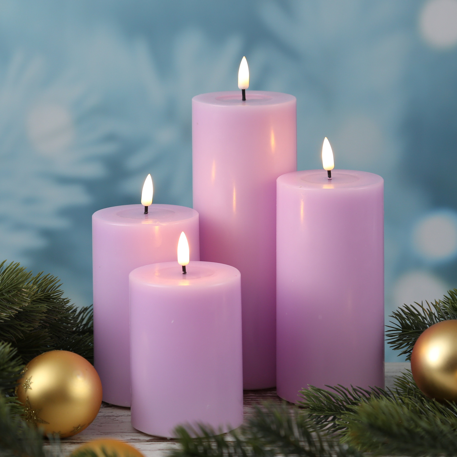 LED Stumpenkerze MIA - Echtwachs - realistische 3D Flamme - H: 20cm - D: 7,5cm - lavendel LED Stumpenkerze MIA - Echtwachs - realistische 3D Flamme - H: 20cm - D: 7,5cm - lavendel