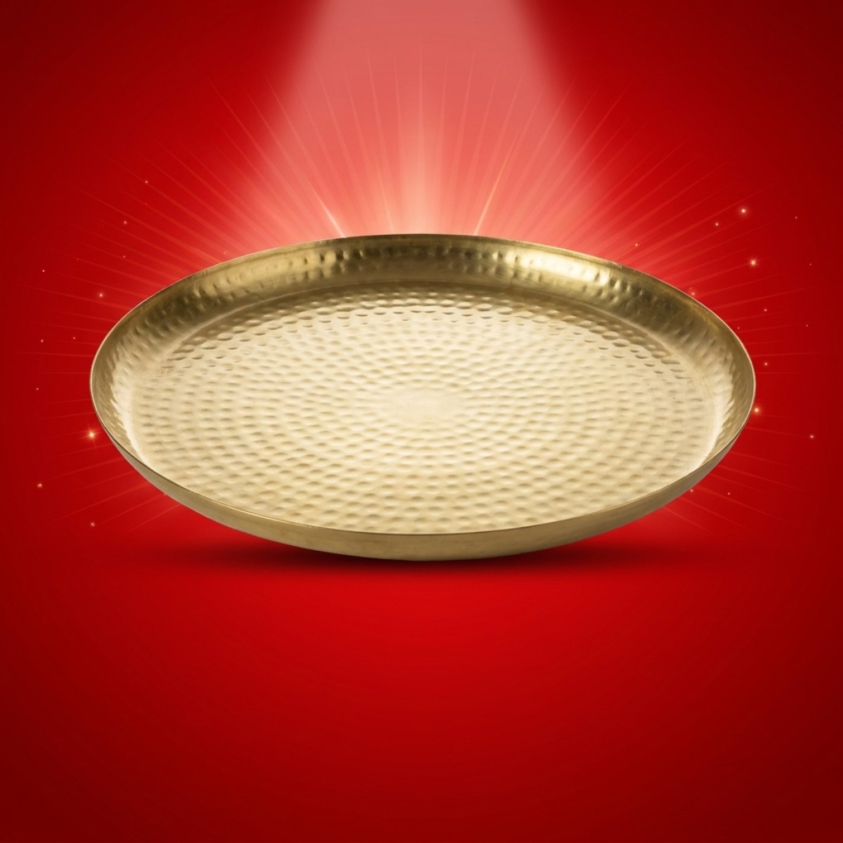 Dekotablett - Dekoteller - gehämmert - zum Stellen oder Aufhängen - mit Magneten - L: 38,5cm - gold