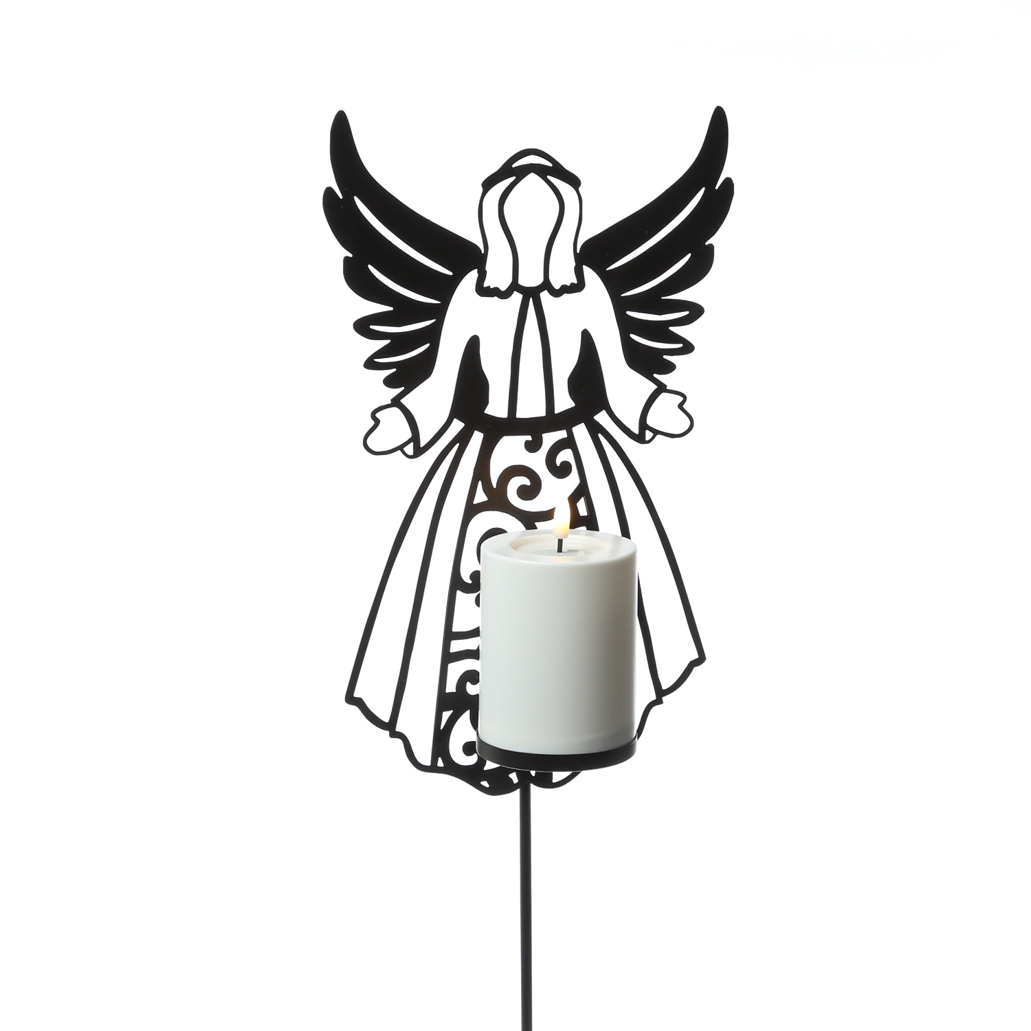 LED Grablicht Engel mit LED Kerze - Gartenfigur - H: 56cm - Timer - bis zu 2500 Stunden LED Grablicht Engel mit LED Kerze - Gartenfigur - H: 56cm - Timer - bis zu 2500 Stunden