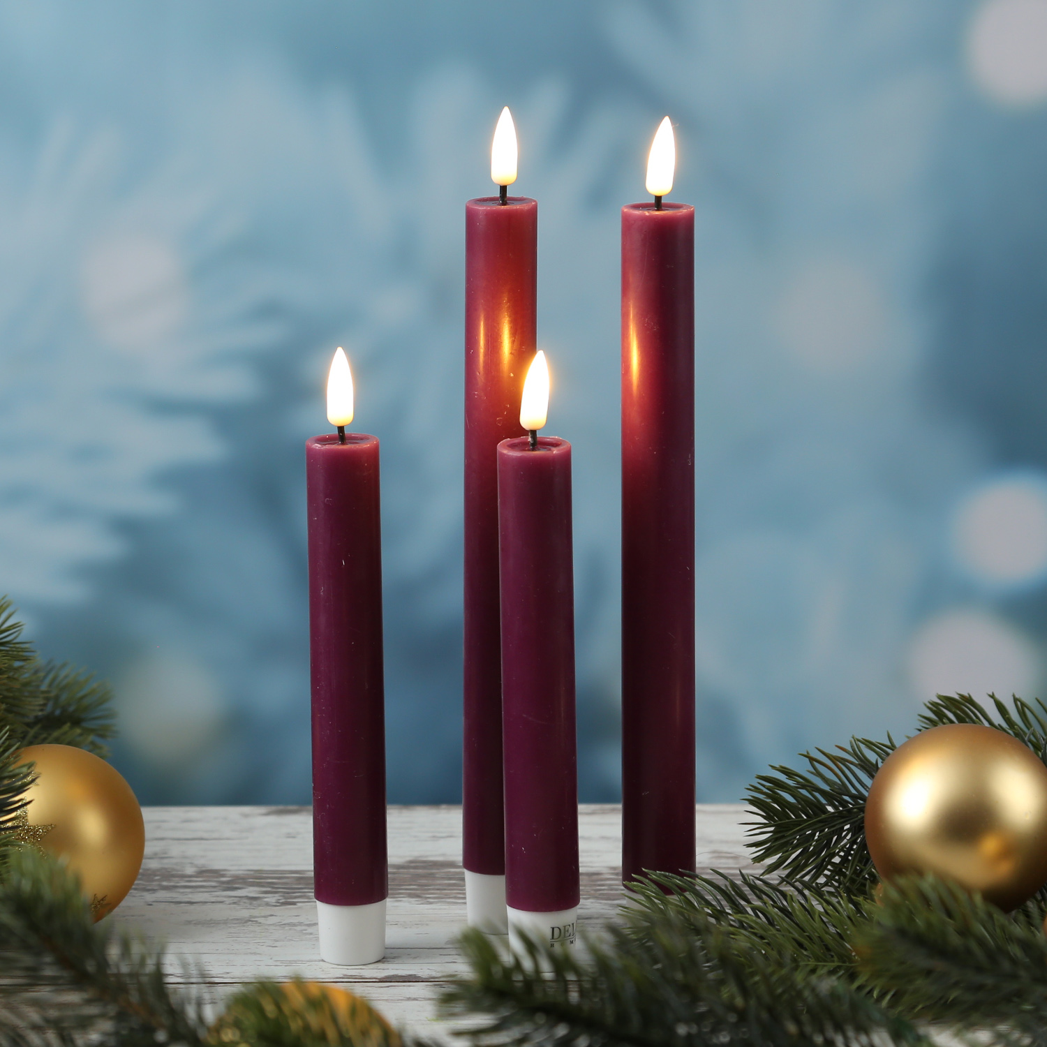 LED Stabkerzen MIA - Echtwachs - realistische 3D Flamme - H: 24cm - beere - 2 Stk LED Stabkerzen MIA - Echtwachs - realistische 3D Flamme - H: 24cm - beere - 2 Stk