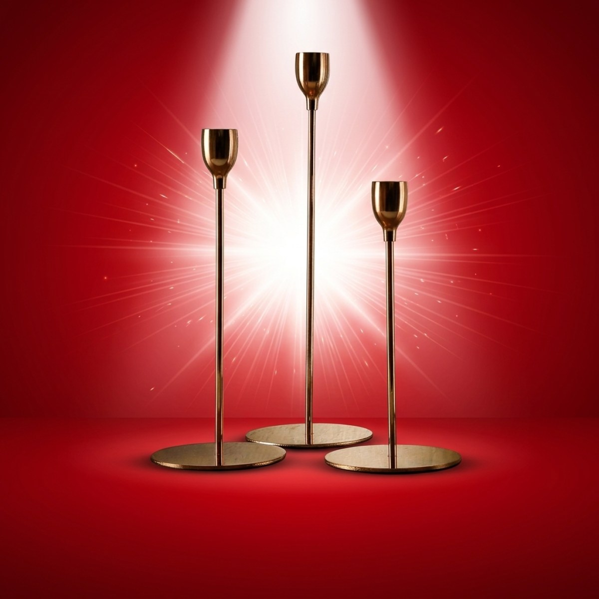 Stabkerzenhalter - Metall - unterschiedliche Größen - roségold - 3er Set