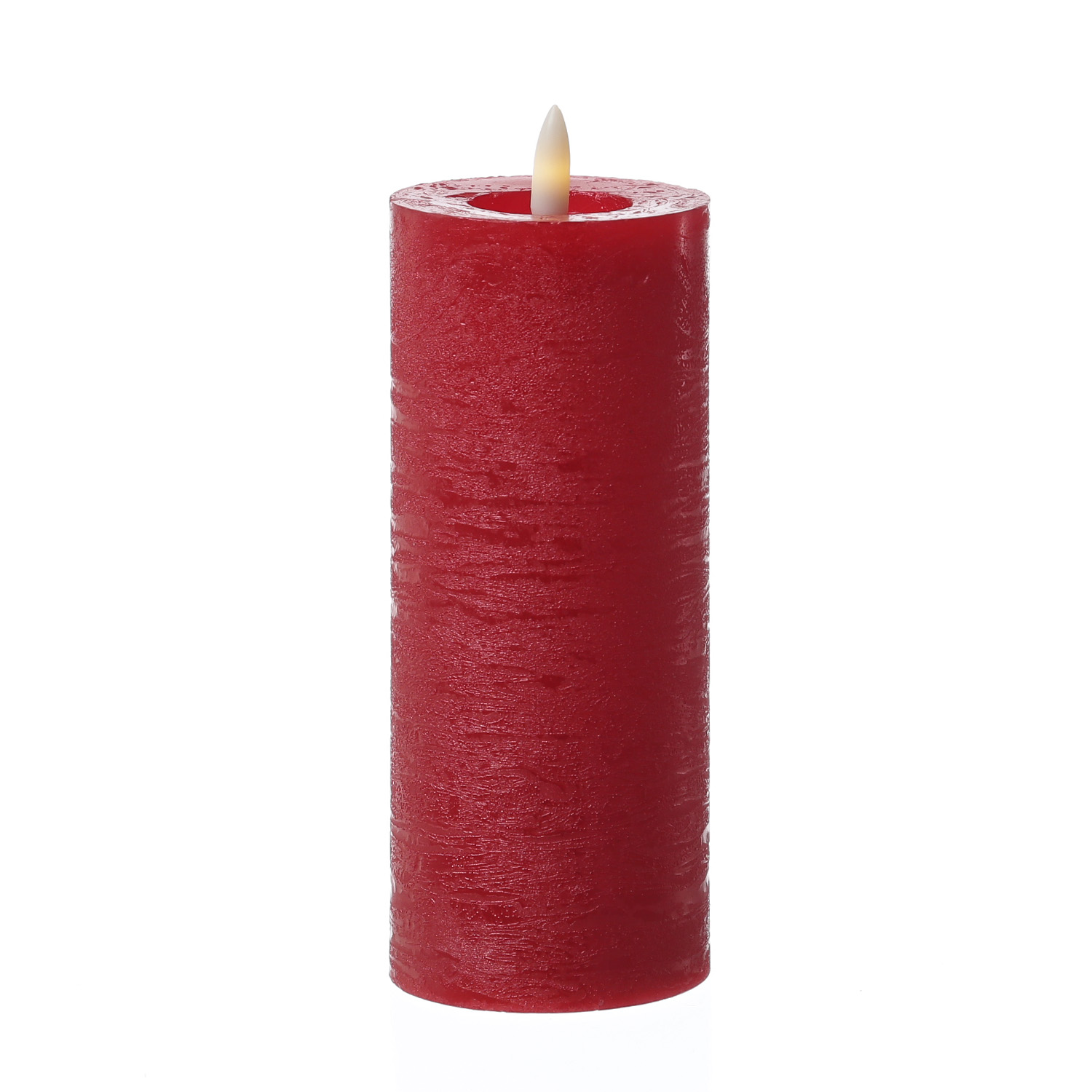 LED Kerze LINA - Rustik-Optik - Echtwachs - 3D Flamme - H: 19cm - D: 7cm - Timer - rot LED Kerze LINA - Rustik-Optik - Echtwachs - 3D Flamme - H: 19cm - D: 7cm - Timer - rot
