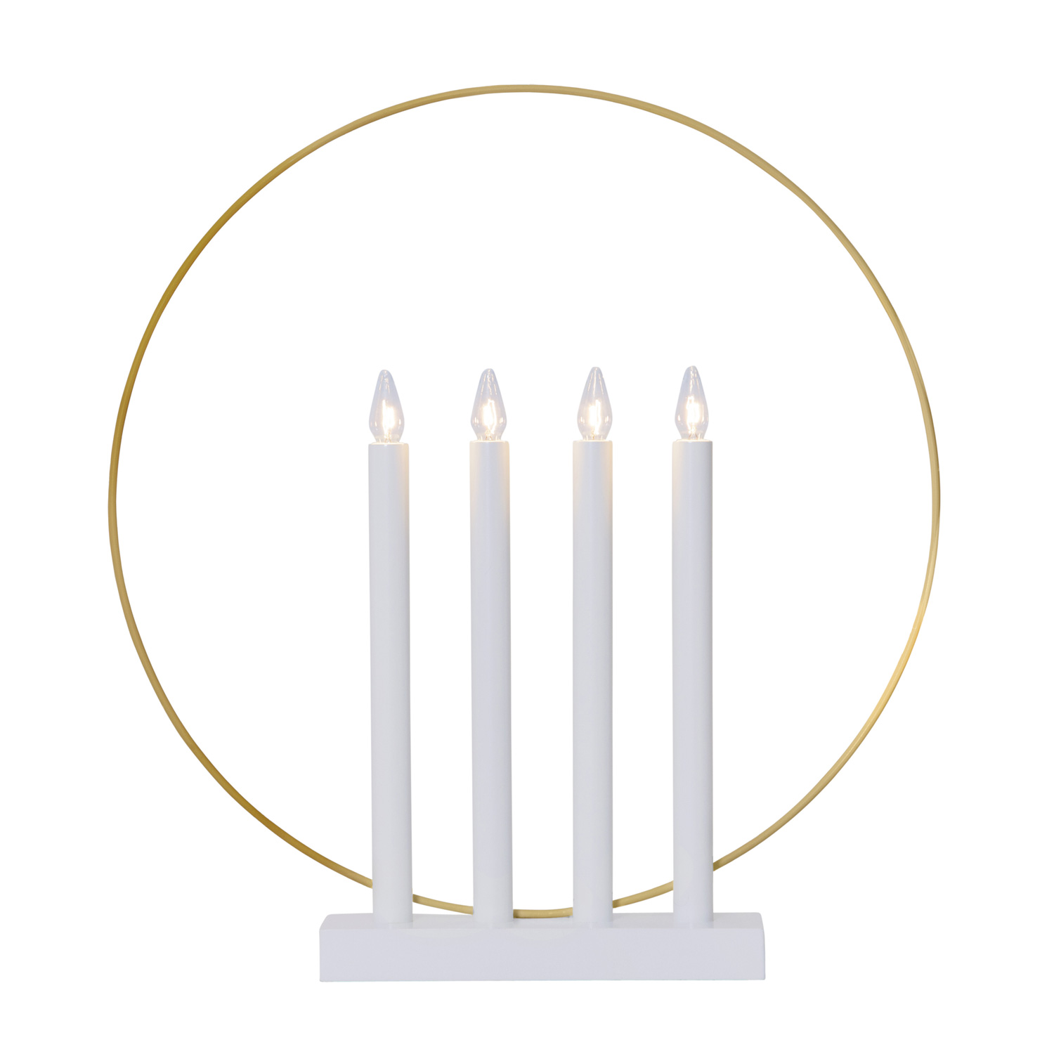 Fensterleuchter "Glory" - 4flammig - warmweiße Glühlampen - H: 45cm - Schalter - Weiß/Gold Fensterleuchter "Glory" - 4flammig - warmweiße Glühlampen - H: 45cm - Schalter - Weiß/Gold