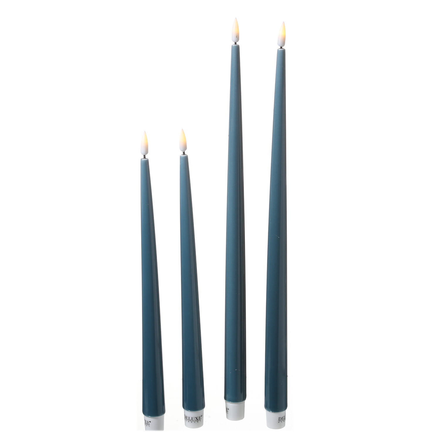 LED Stabkerzen ELLA - Echtwachs - realistische 3D Flamme - H: 38cm - jadegrün - 2 Stück