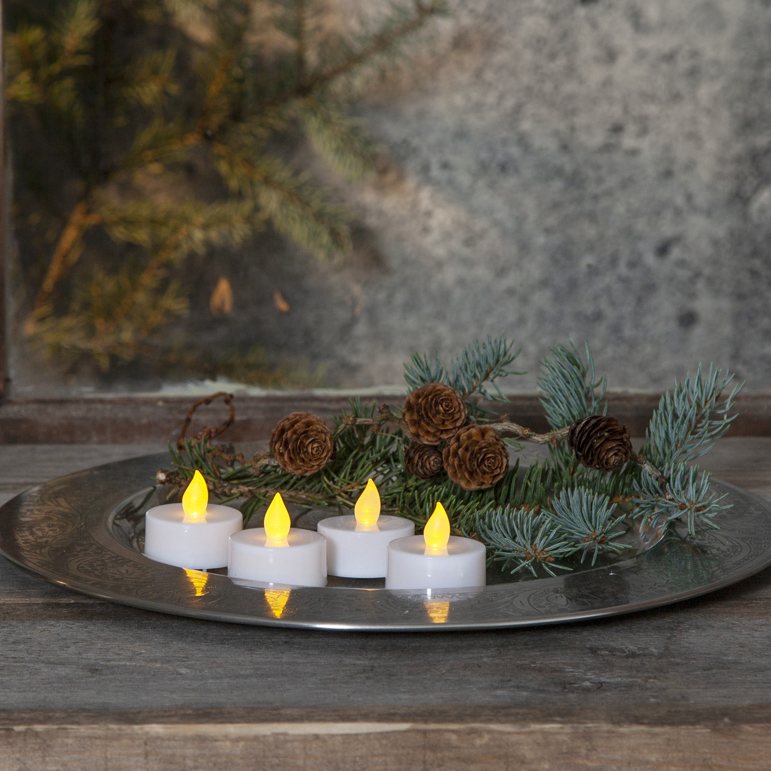 LED Teelicht "Paulo" - warmweiße flackernde Flamme - Batteriebetrieb - H: 4cm - 4er Set