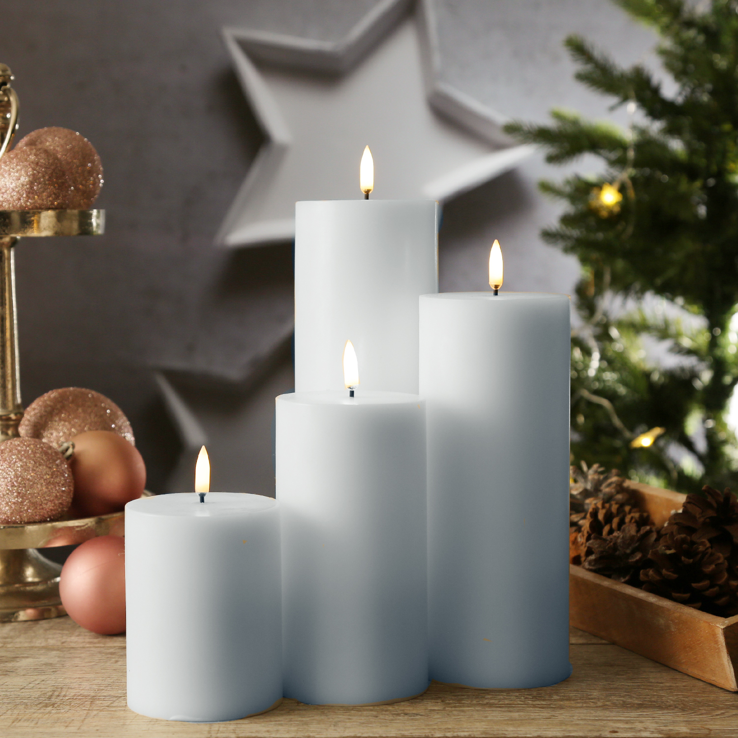 LED Kerzenset THEA - inkl. Batterien/Fernbedienung - 4 Größen - bis zu 1000 Std. - weiß - 4er Set LED Kerzenset THEA - inkl. Batterien/Fernbedienung - 4 Größen - bis zu 1000 Std. - weiß - 4er Set