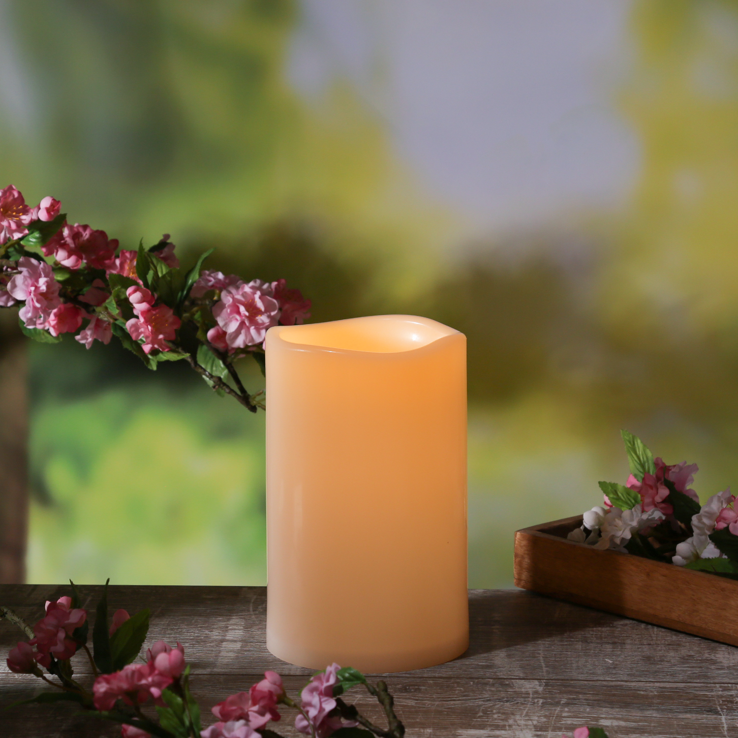 XXL LED Stumpenkerze - Kunststoff - 3D Flamme - H: 20cm - D: 12,5cm - Timer - für Außen - creme XXL LED Stumpenkerze - Kunststoff - 3D Flamme - H: 20cm - D: 12,5cm - Timer - für Außen - creme