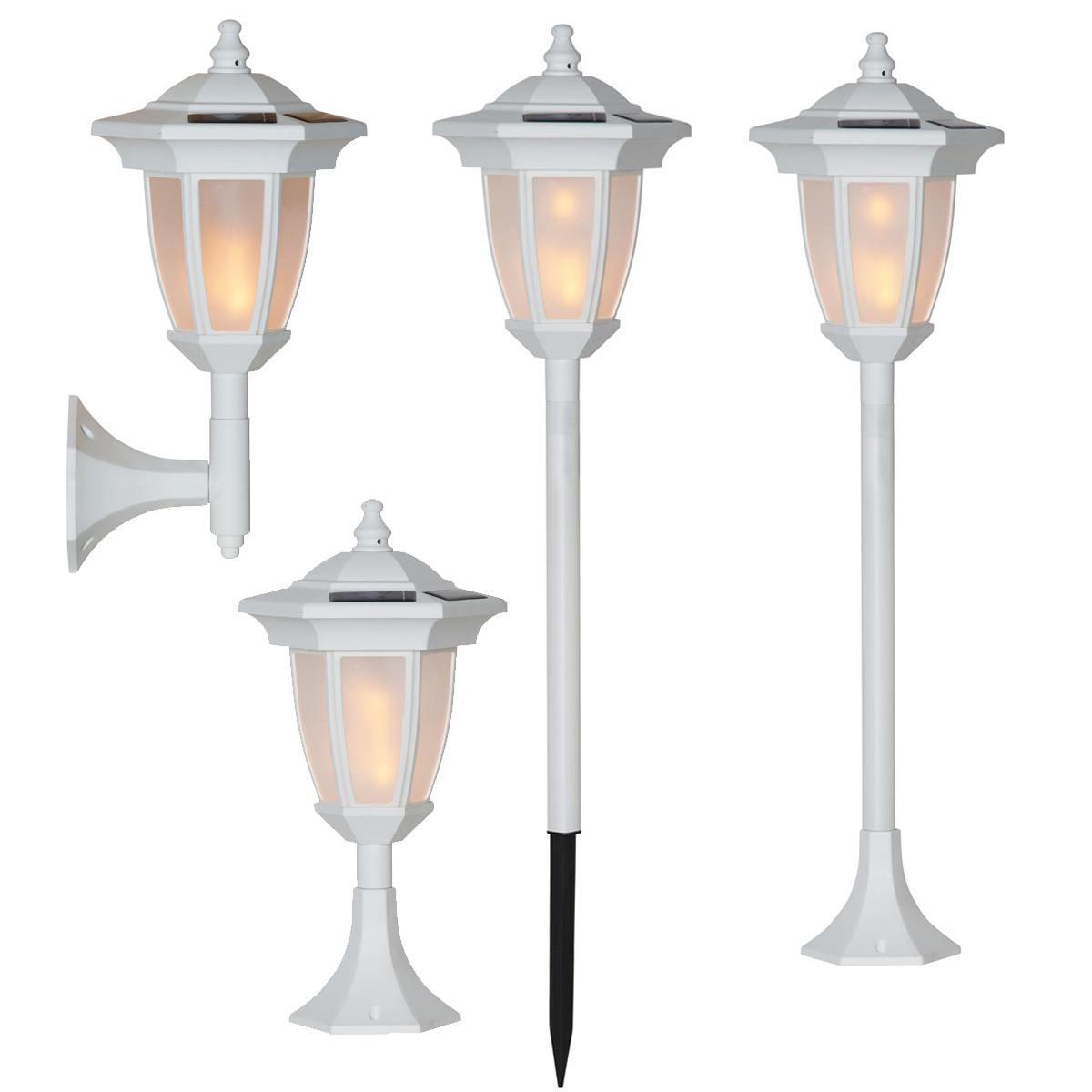 LED Solar Laterne "Flame" - 4in1 - Tisch/Boden/Wand - gelbe LED - Dämmerungssensor - weiß LED Solar Laterne "Flame" - 4in1 - Tisch/Boden/Wand - gelbe LED - Dämmerungssensor - weiß