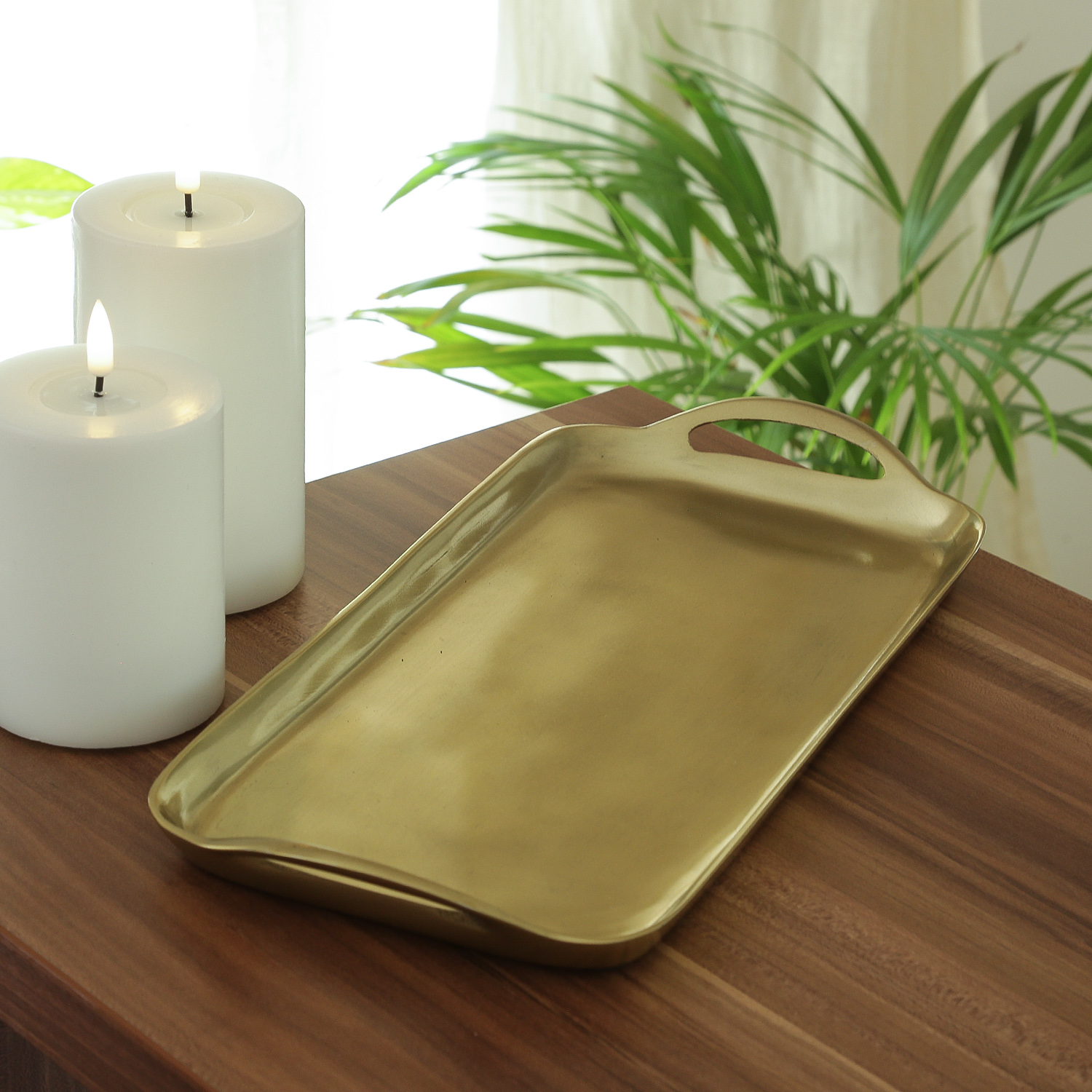 Dekotablett - Dekoteller - Serviertablett - Aluminium - rechteckig - mit  Griffen - L: 36cm - gold Dekotablett - Dekoteller - Serviertablett - Aluminium - rechteckig - mit  Griffen - L: 36cm - gold