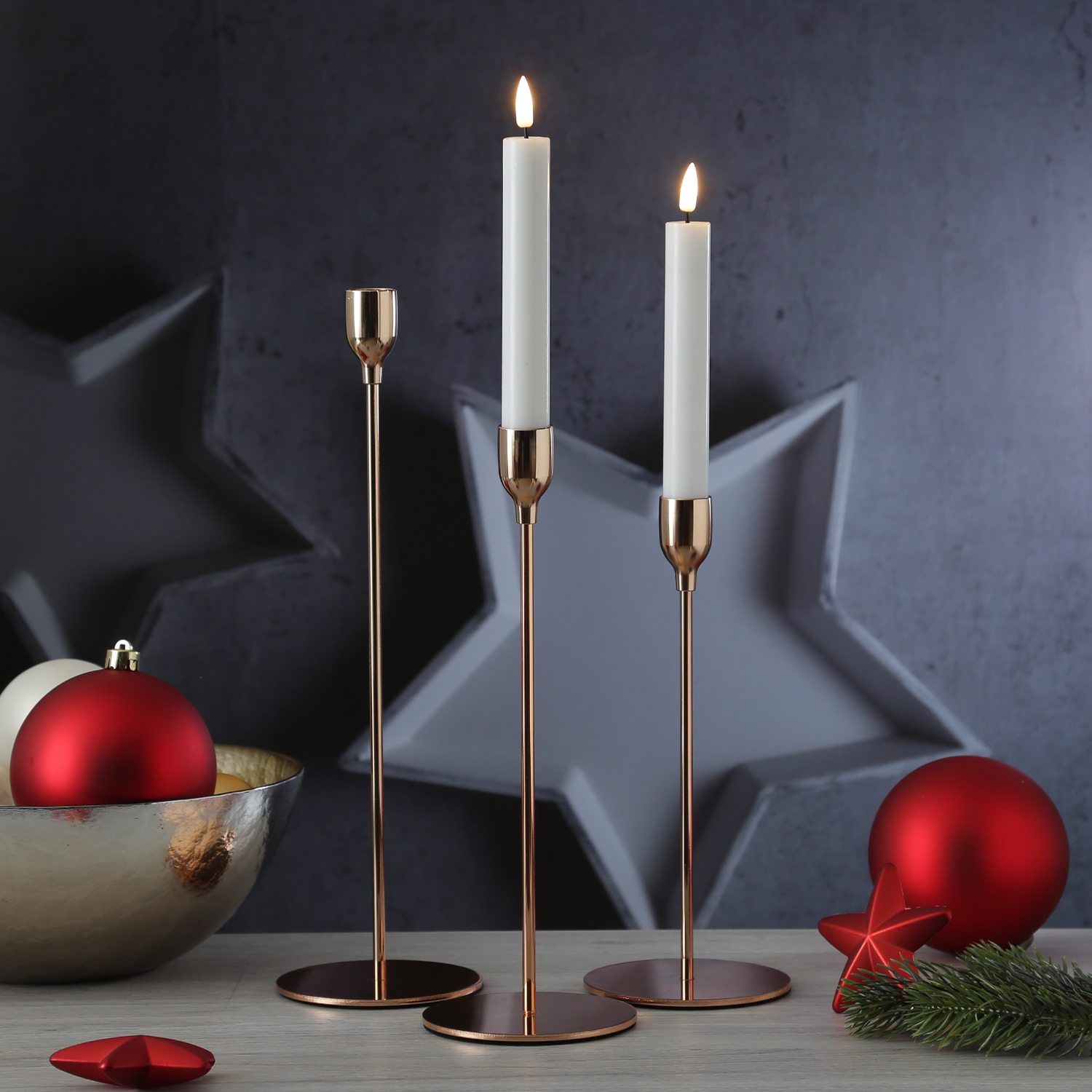 Stabkerzenhalter - Metall - unterschiedliche Größen - roségold - 3er Set Stabkerzenhalter - Metall - unterschiedliche Größen - roségold - 3er Set