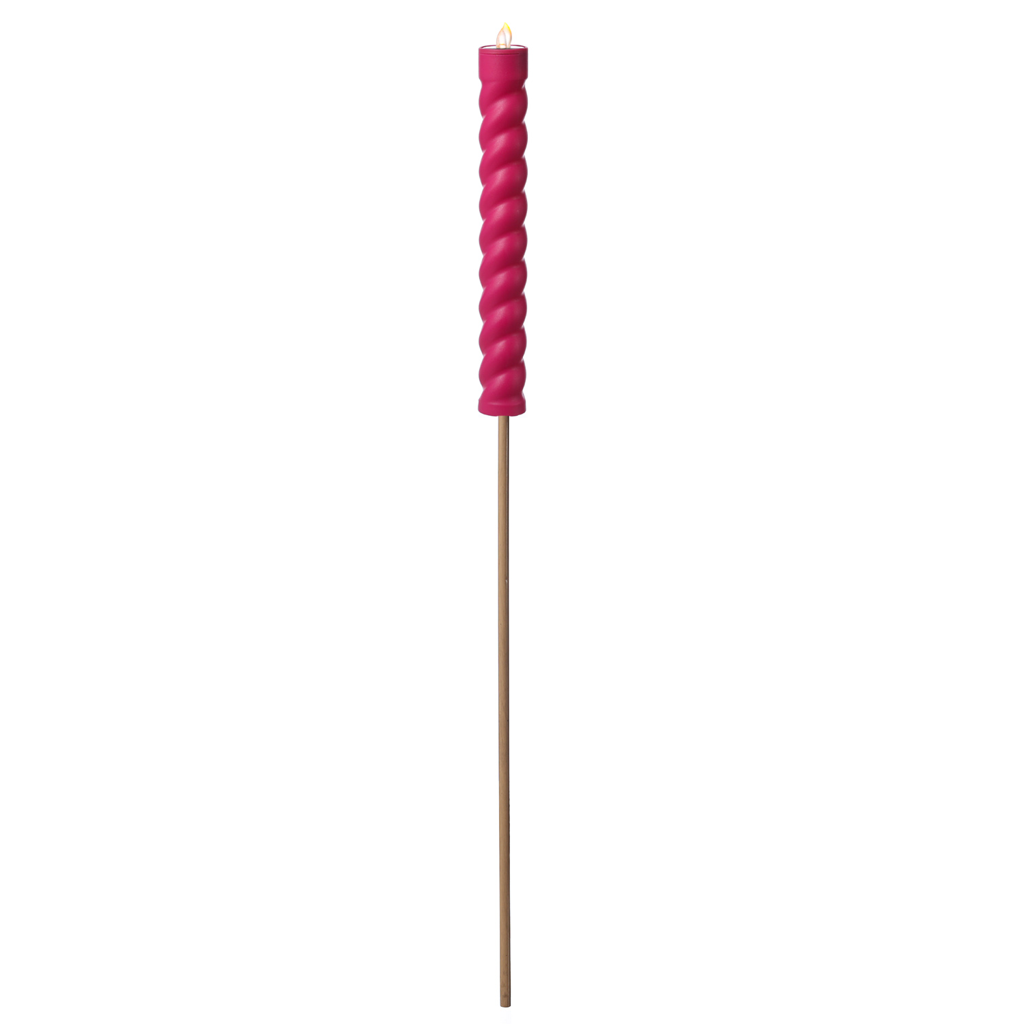 LED Solar Stabkerze TWIST - Gartenstecker - gelbe LED - H: 106cm - Dämmerungssensor - pink