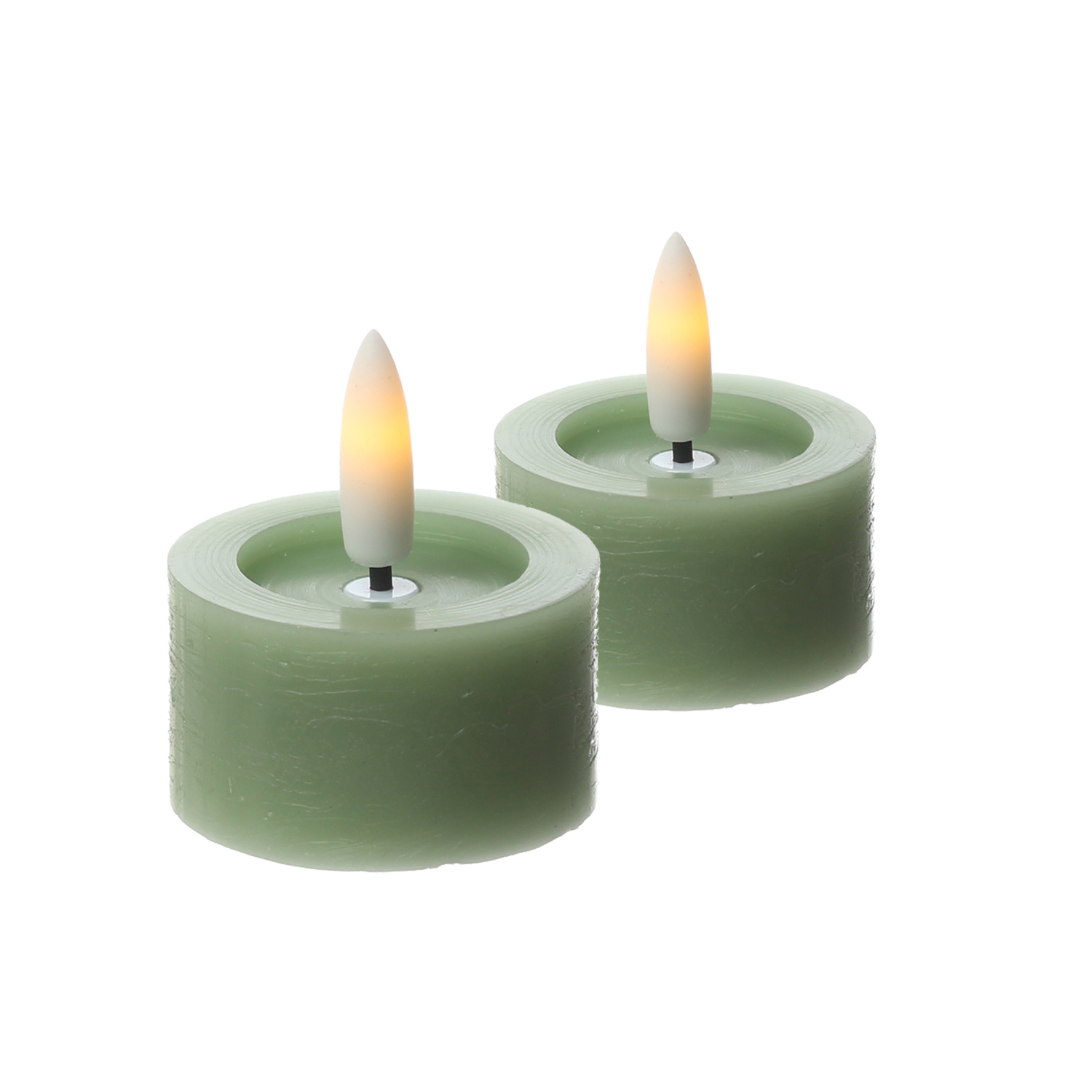LED Teelichter LINA - Rustik-Optik - Echtwachs - Timer - mit Batterien - D: 4,5cm H: 5cm - 2St.